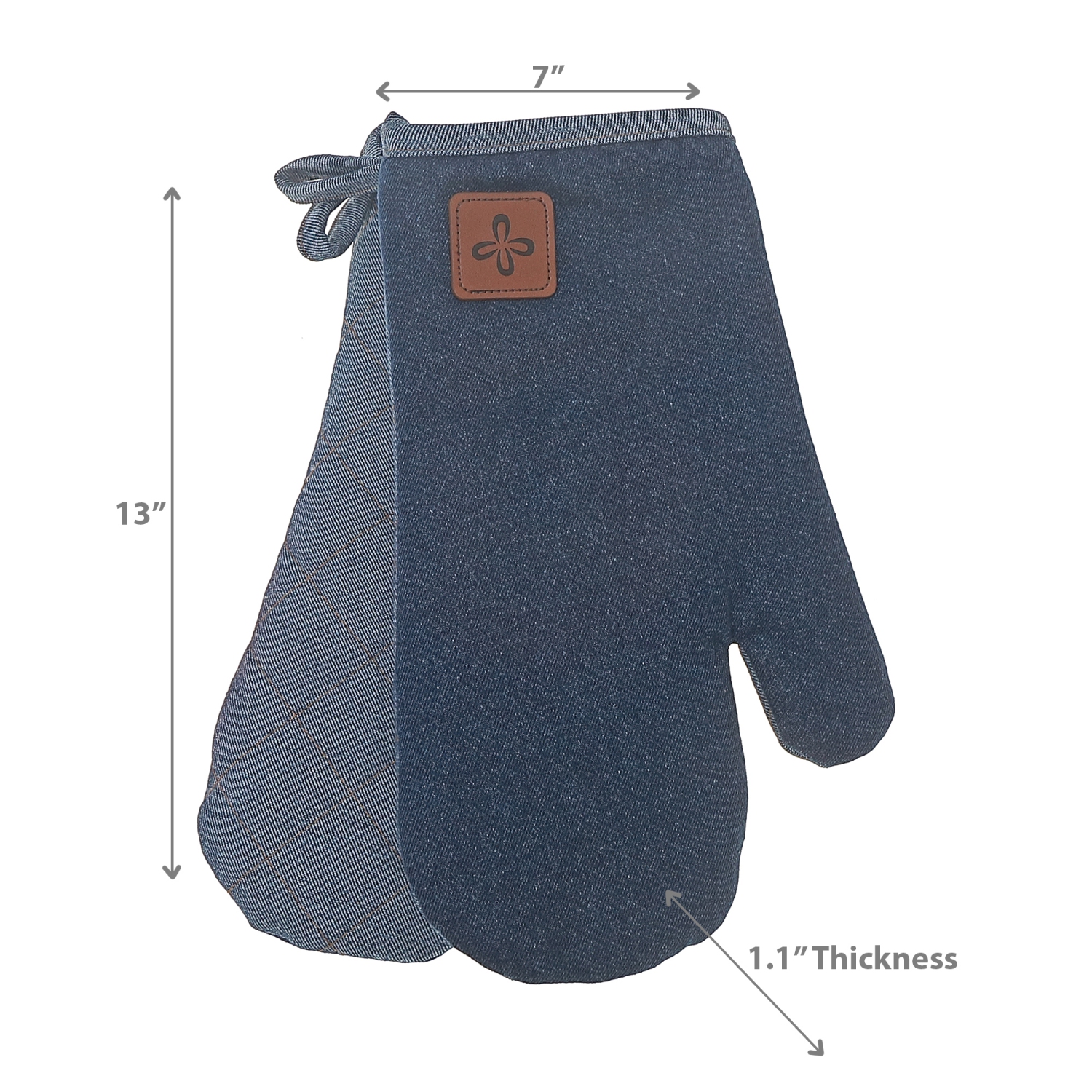 Maison Concepts 2 PC Denim Oven Mitt With Leather Badge