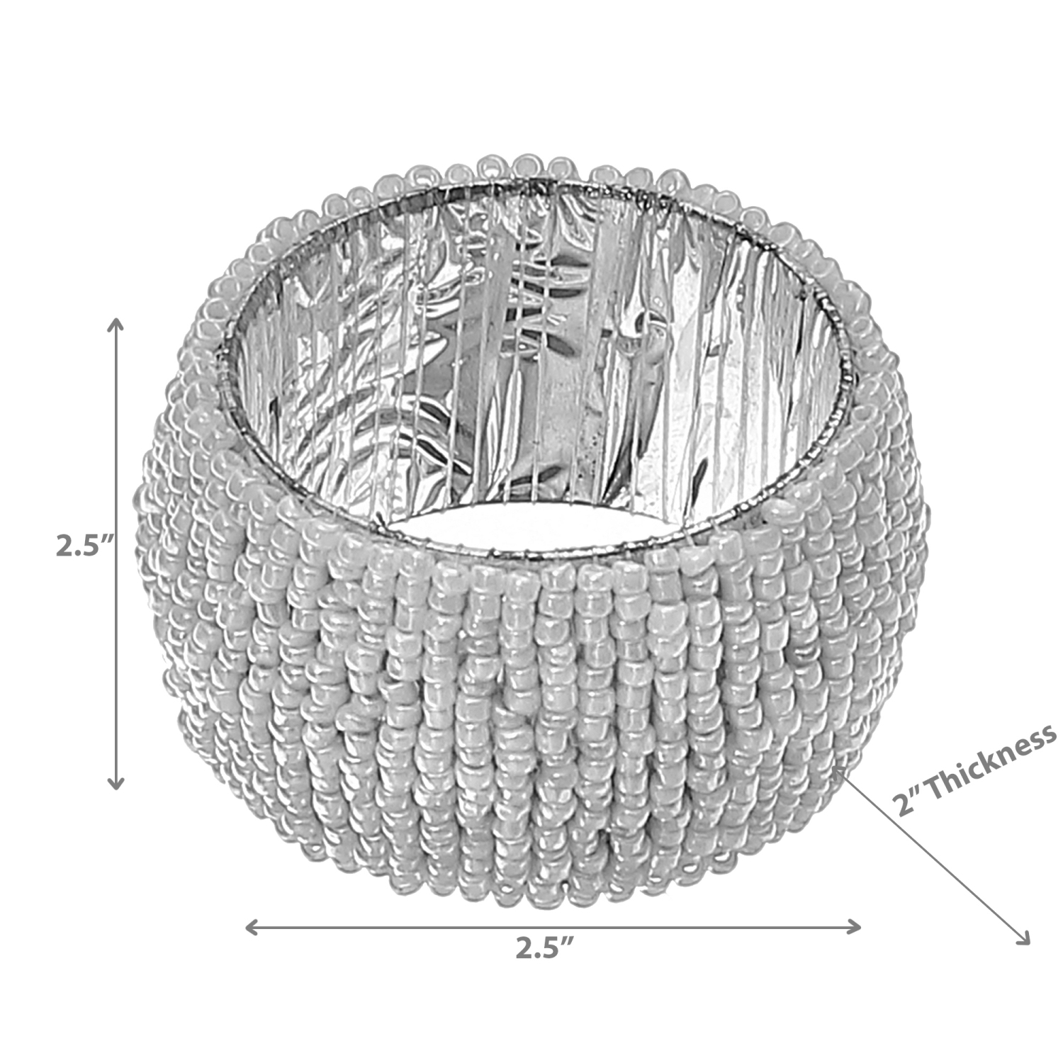 Maison Concepts Beaded Napkin Ring Bulk White - Set of 6