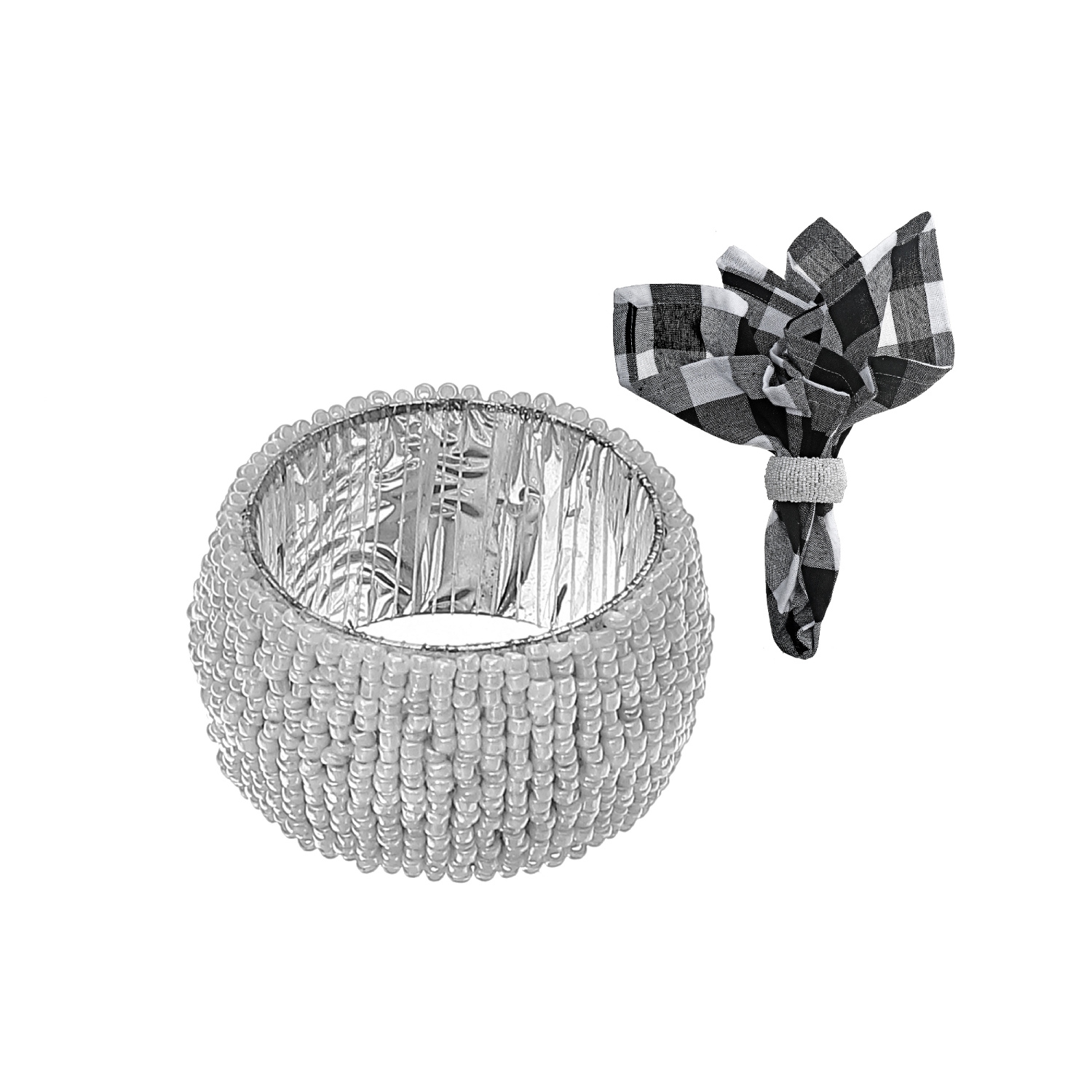 Maison Concepts Beaded Napkin Ring Bulk White - Set of 6