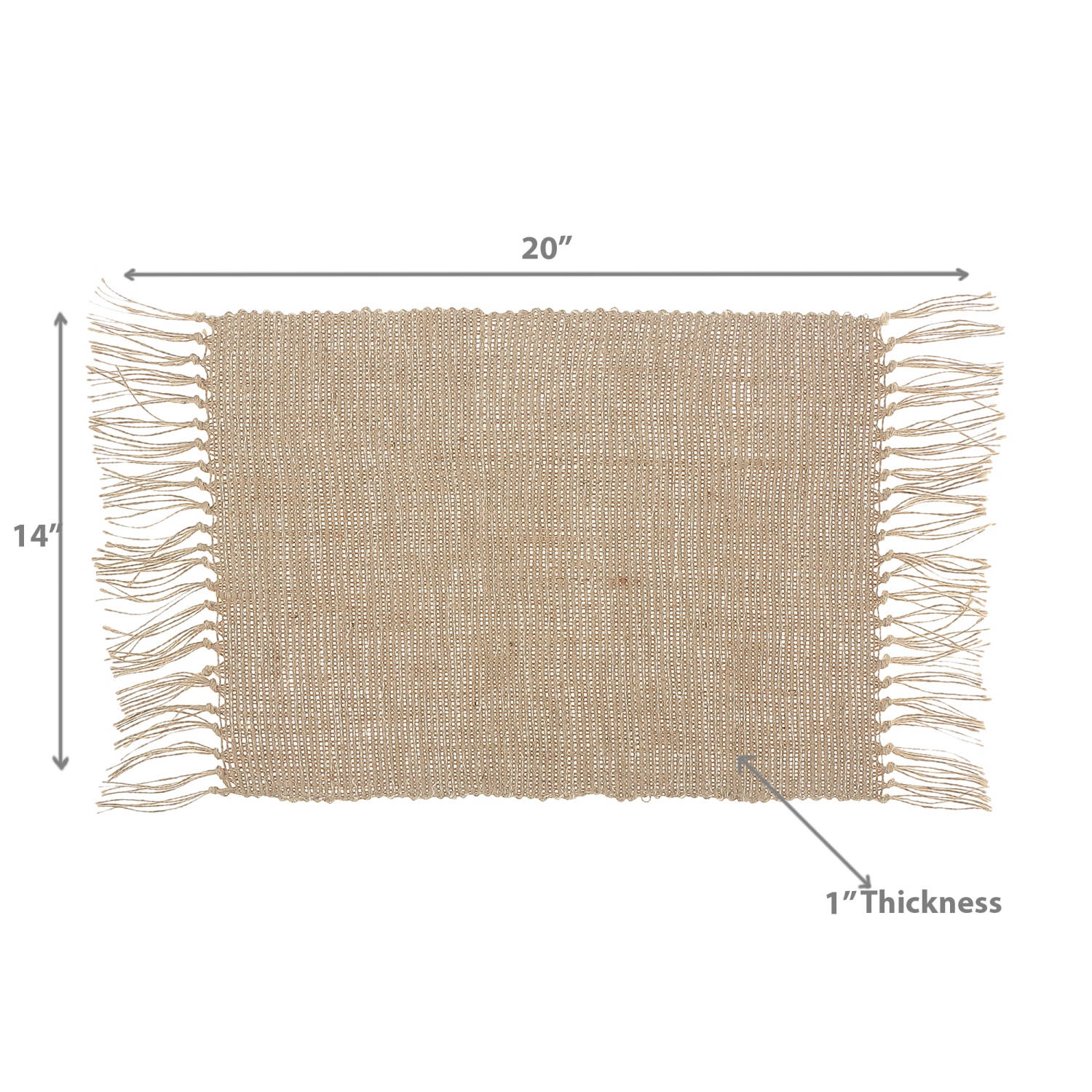 Maison Concepts Rectangular Handloom Placemat White Natural 14 X 20 - Set of 12