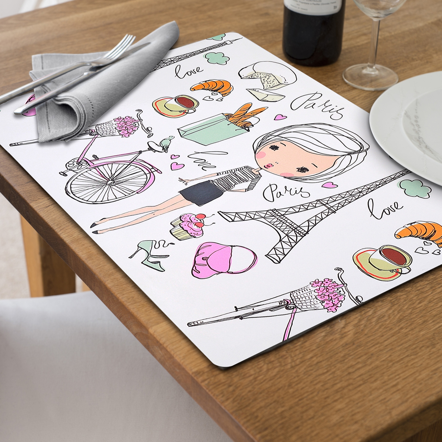 Maison Concepts Plastic Placemat Girl In Paris 12 X 18 - Set of 12