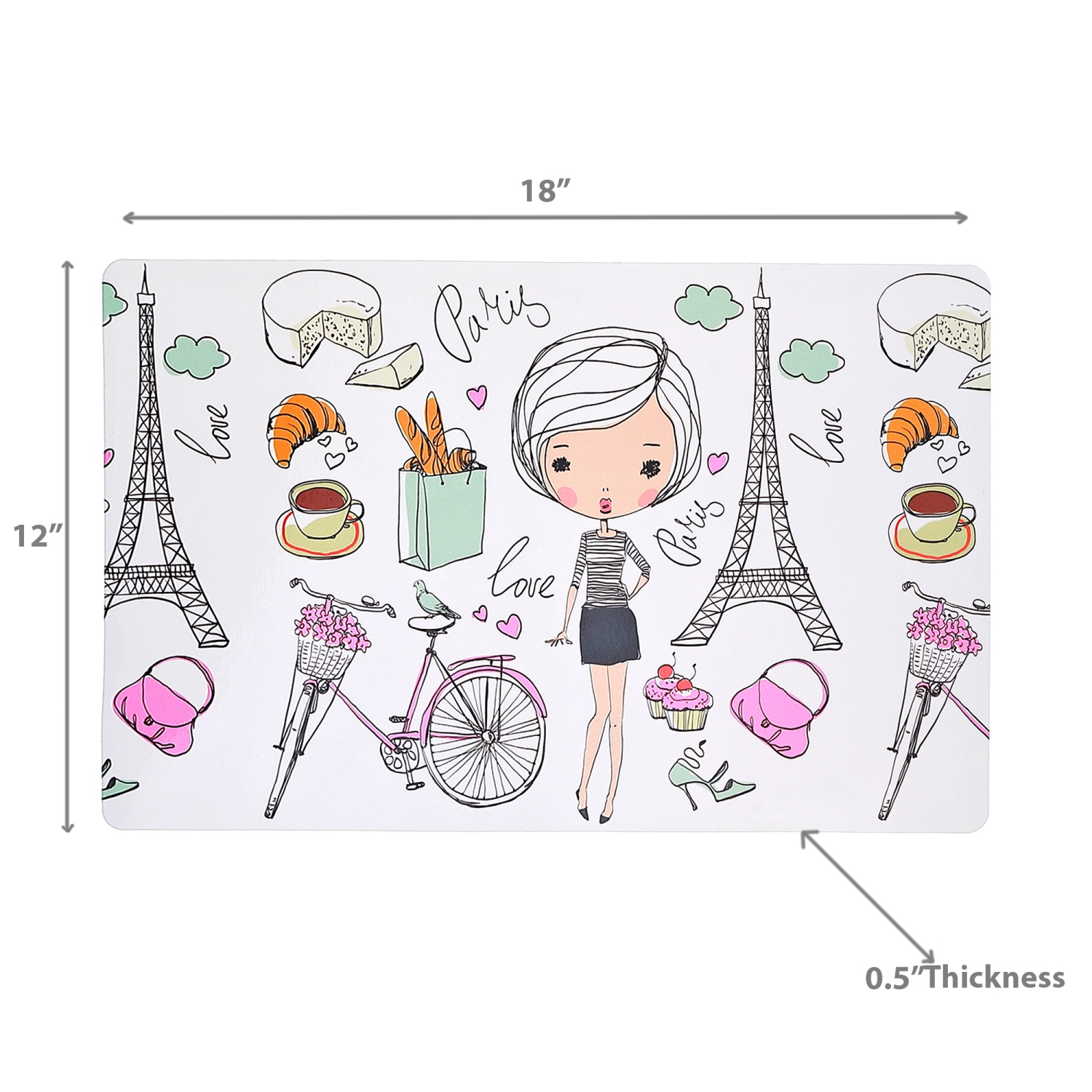 Maison Concepts Plastic Placemat Girl In Paris 12 X 18 - Set of 12