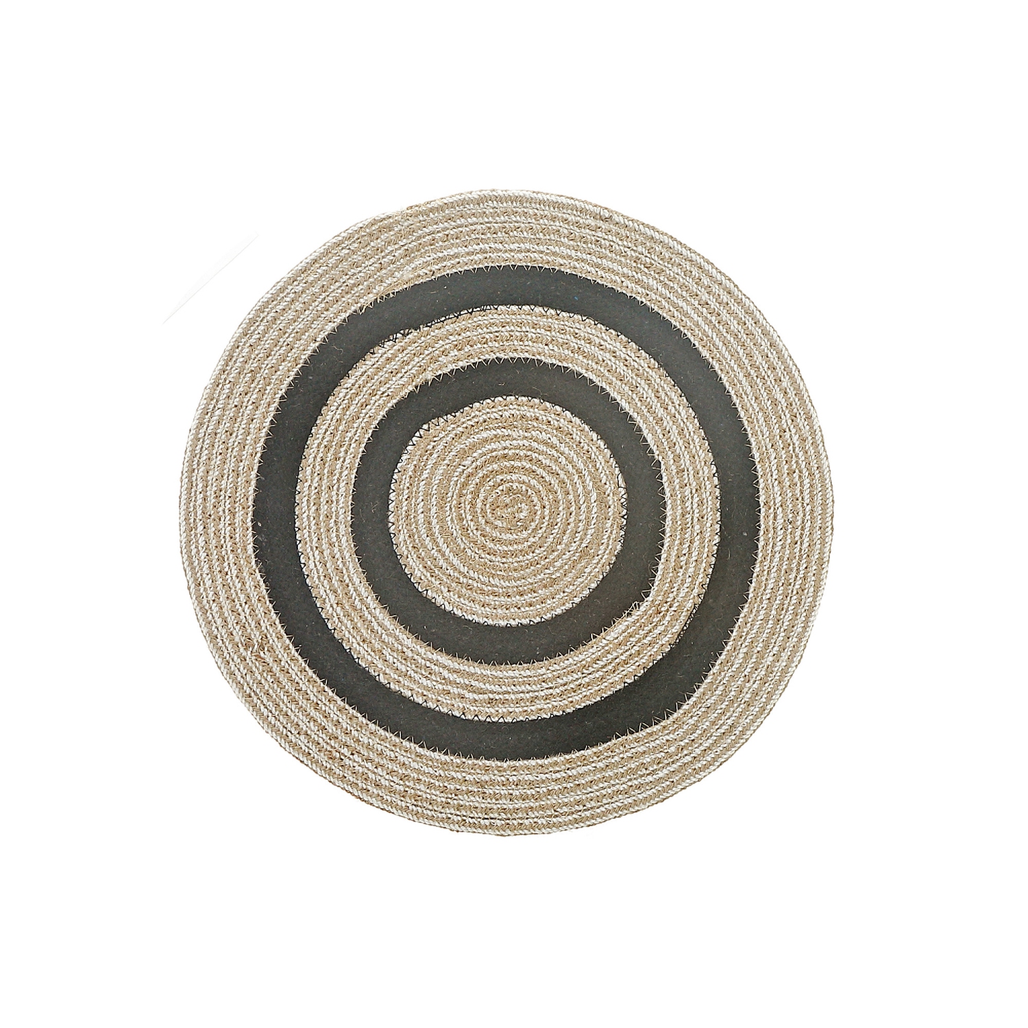 Maison Concepts Line Round Braided Placemat With Black Outer 15 X 15 - Set of 12