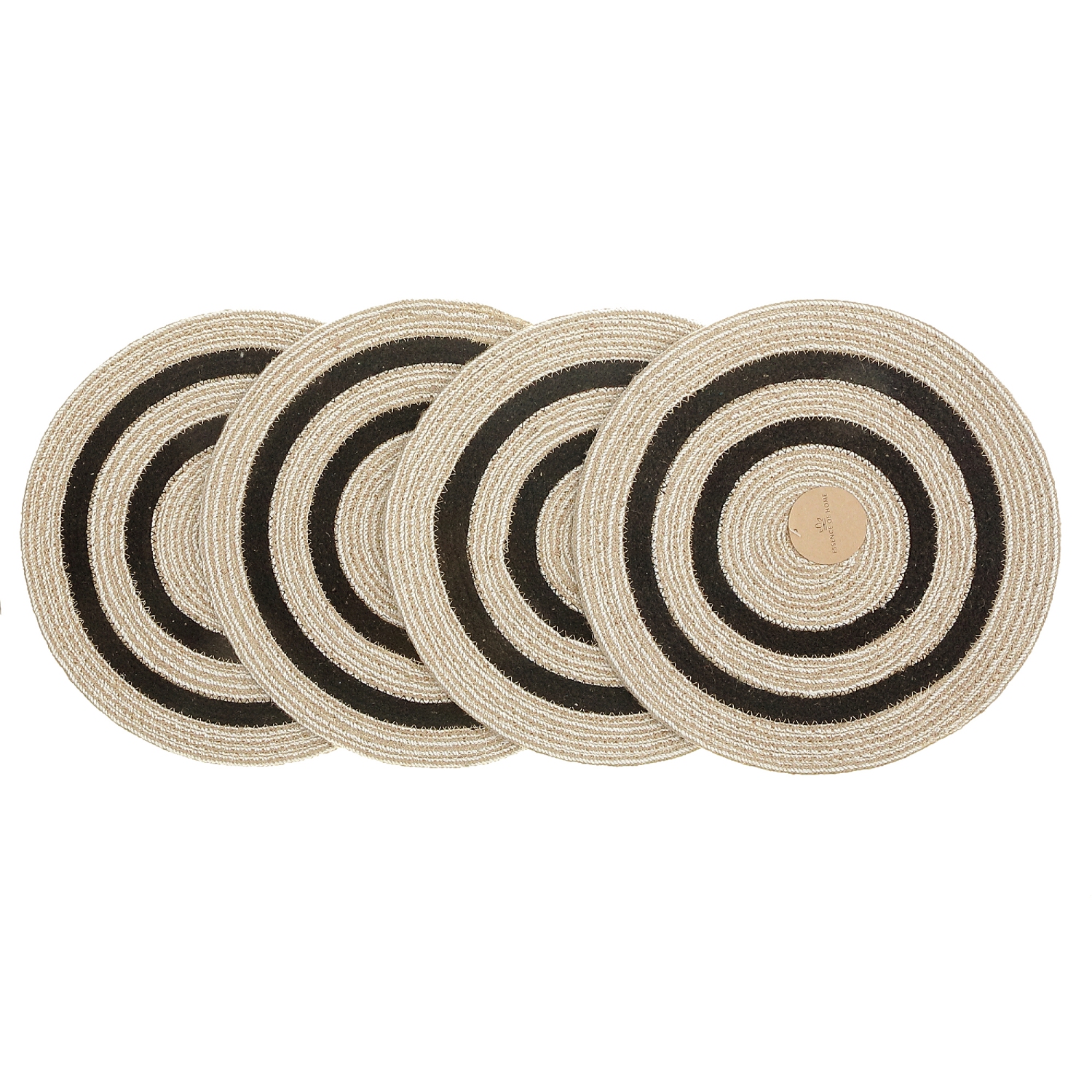 Maison Concepts Line Round Braided Placemat With Black Outer 15 X 15 - Set of 12