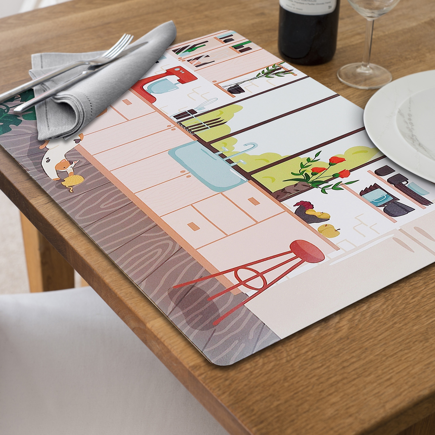 Maison Concepts Plastic Placemat Cat In Kitchen 12 X 18 - Set of 12