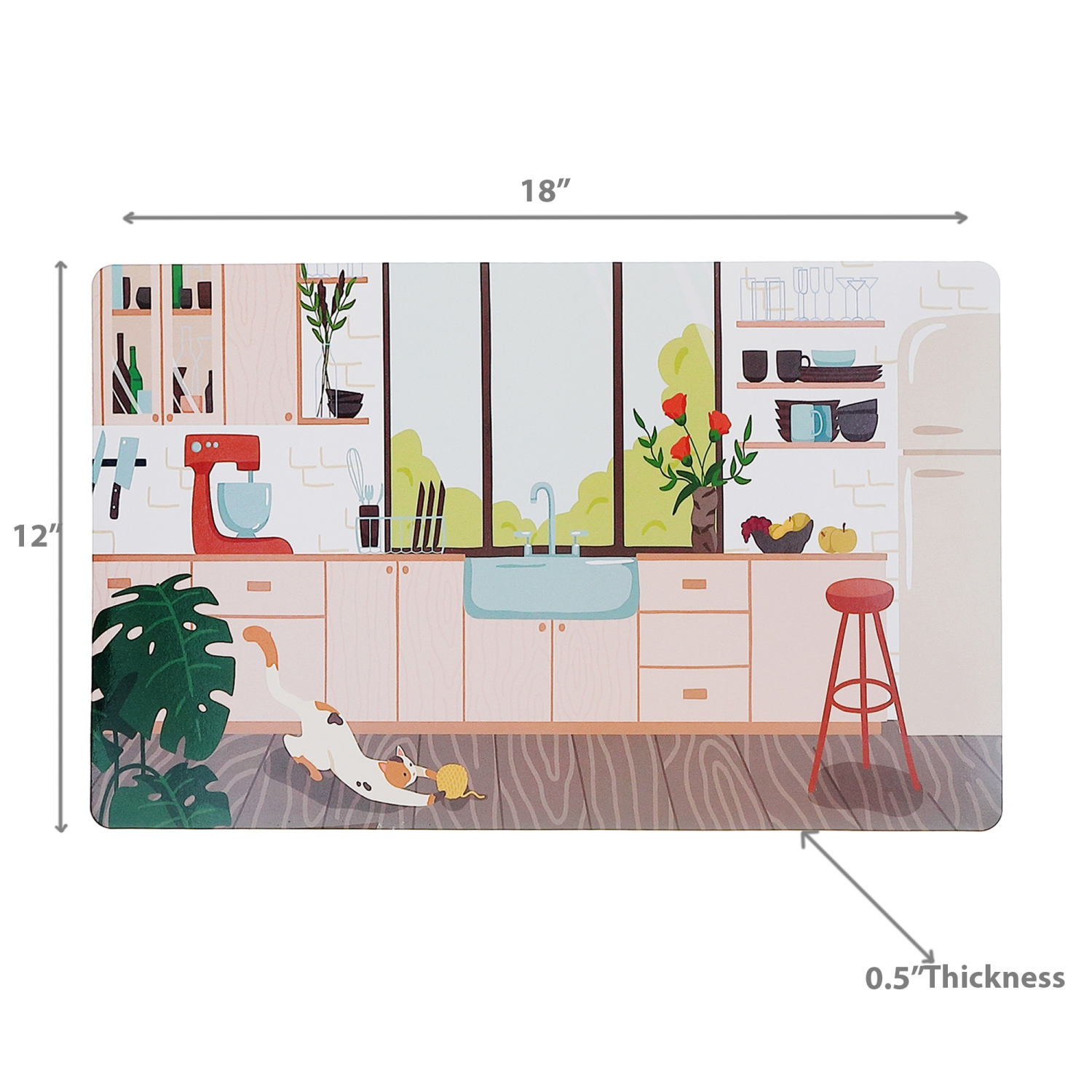Maison Concepts Plastic Placemat Cat In Kitchen 12 X 18 - Set of 12