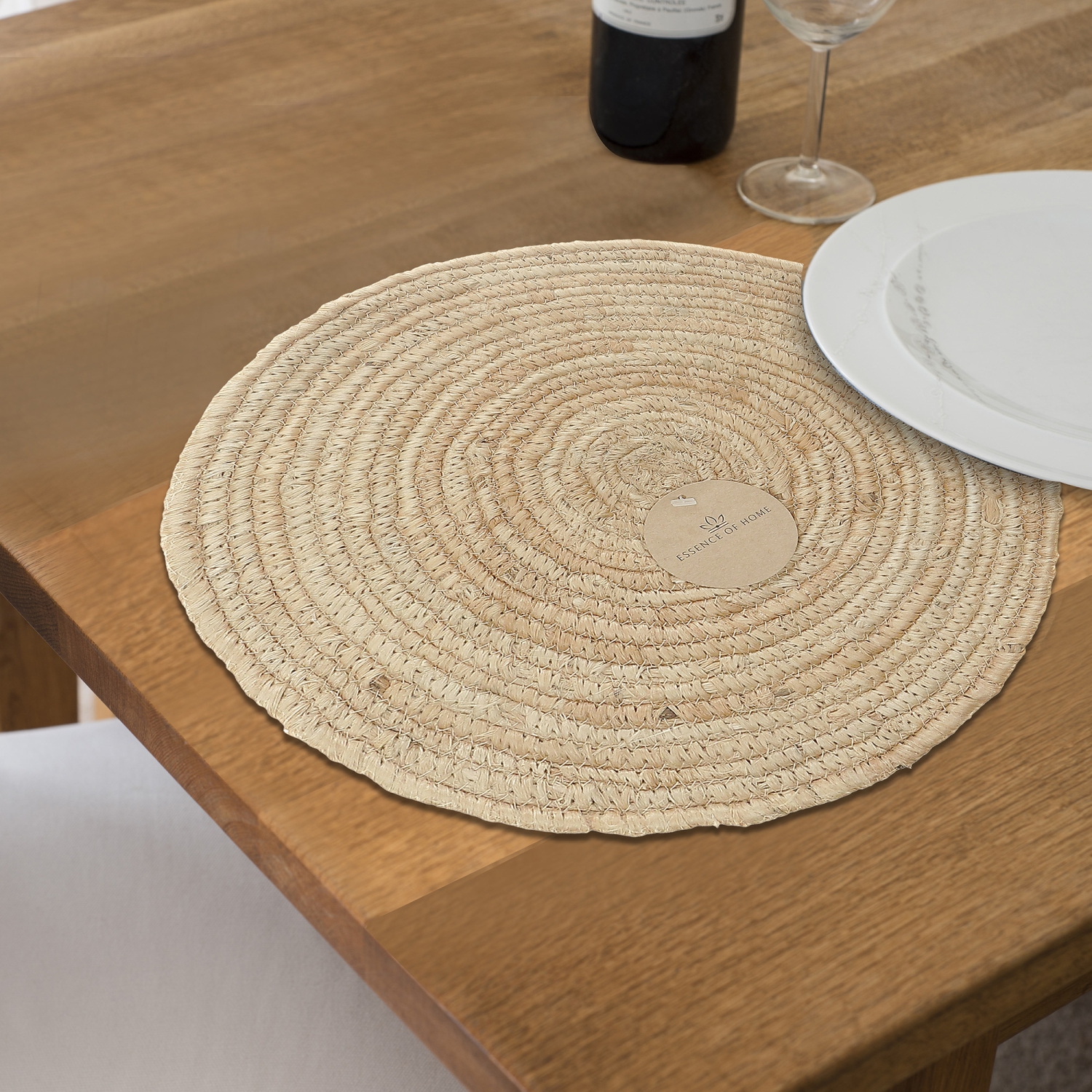 Maison Concepts Plain Round Rope Jute Braided Placemat 14 X 14 - Set of 12