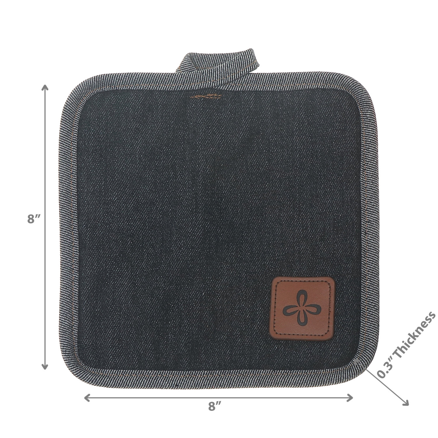 Maison Concepts Black Denim Pot Holder With Leather Badge - Set of 4