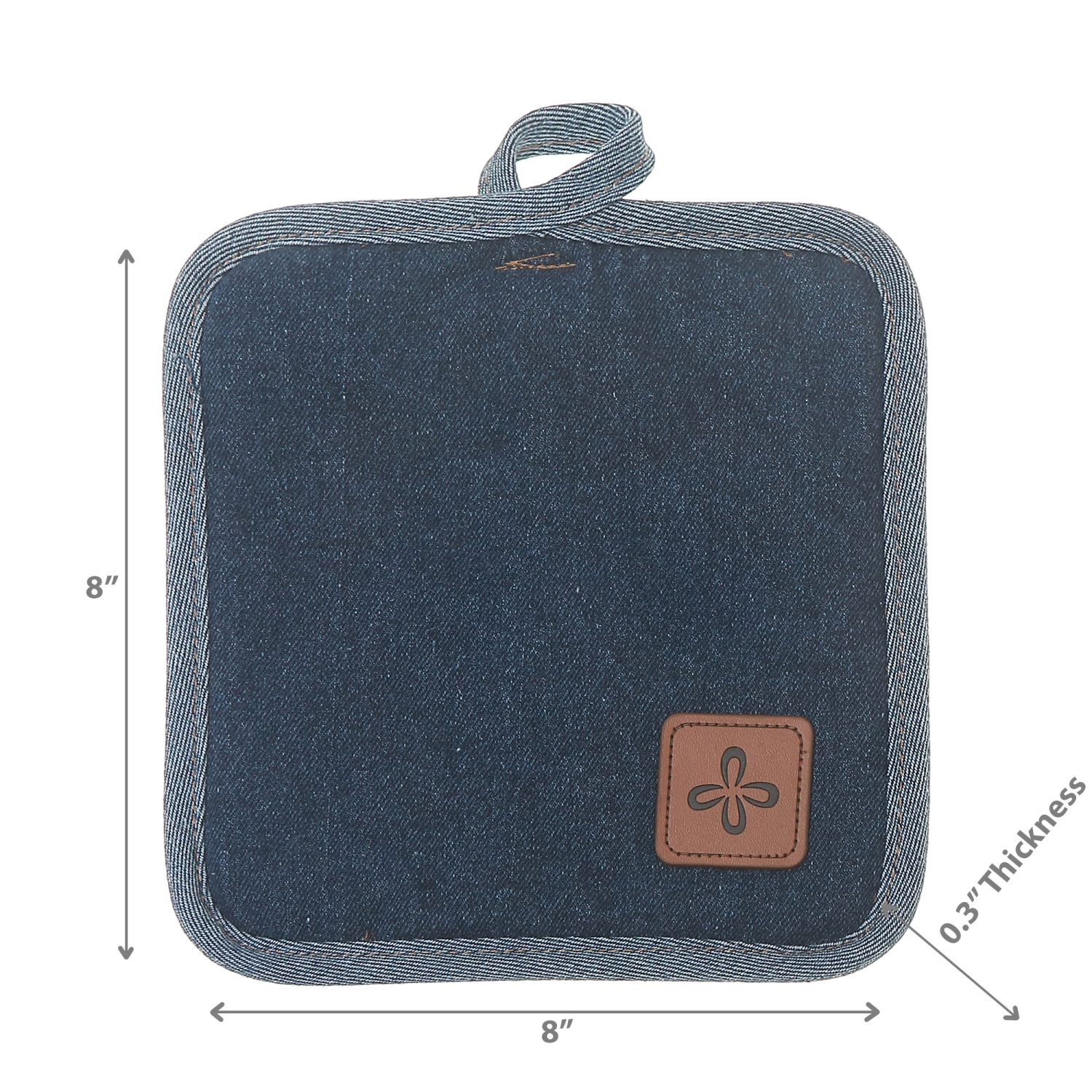 Maison Concepts Denim Pot Holder With Leather Badge - Set of 4