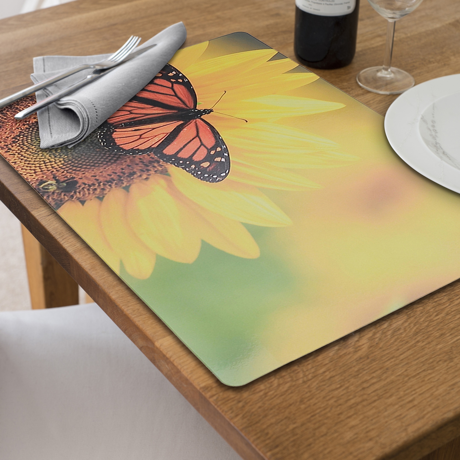 Maison Concepts Plastic Placemat Sunflower Butterfly 12 X 18 - Set of 12