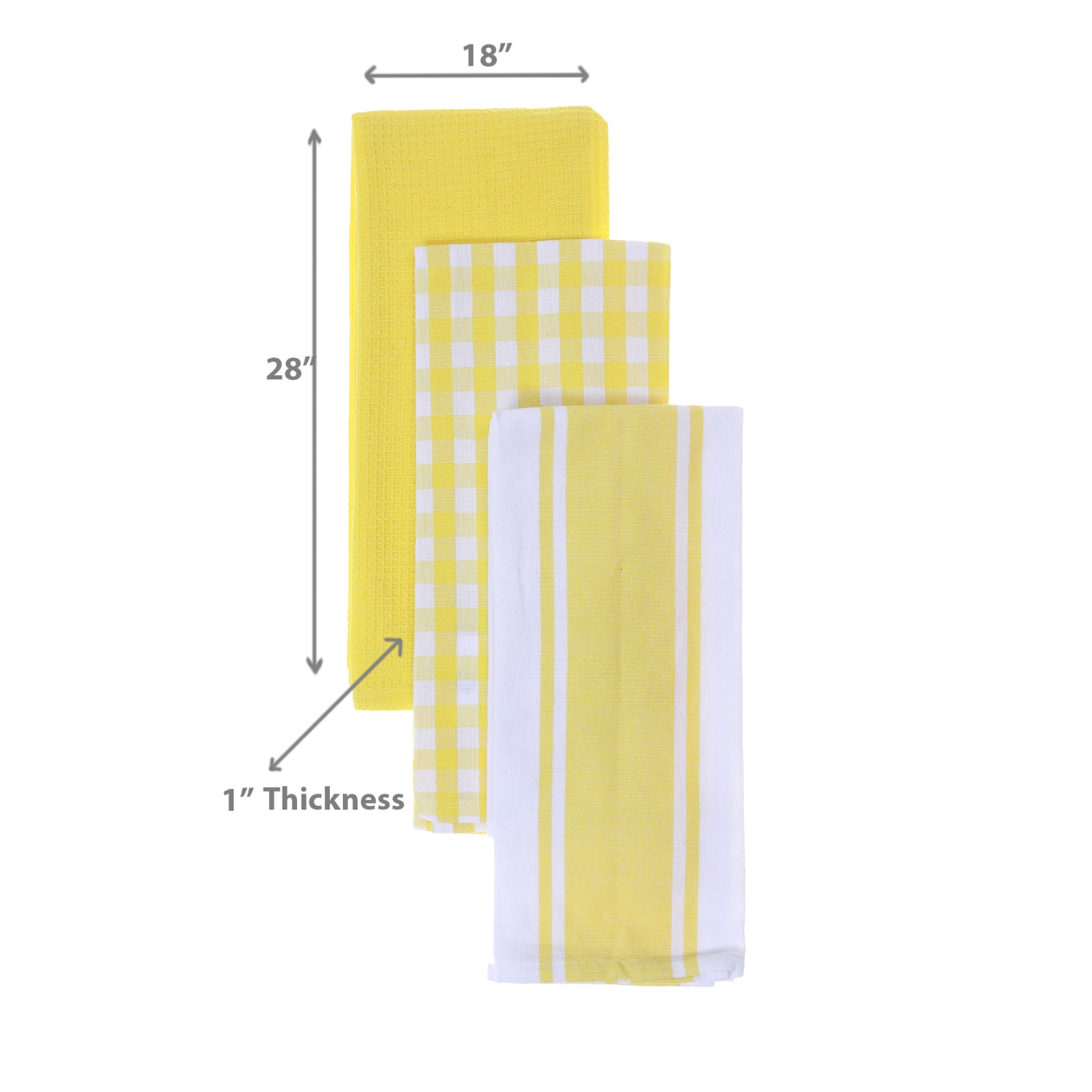 Maison Concepts 3 Pack Kitchen Towel Set Yellow Plaid