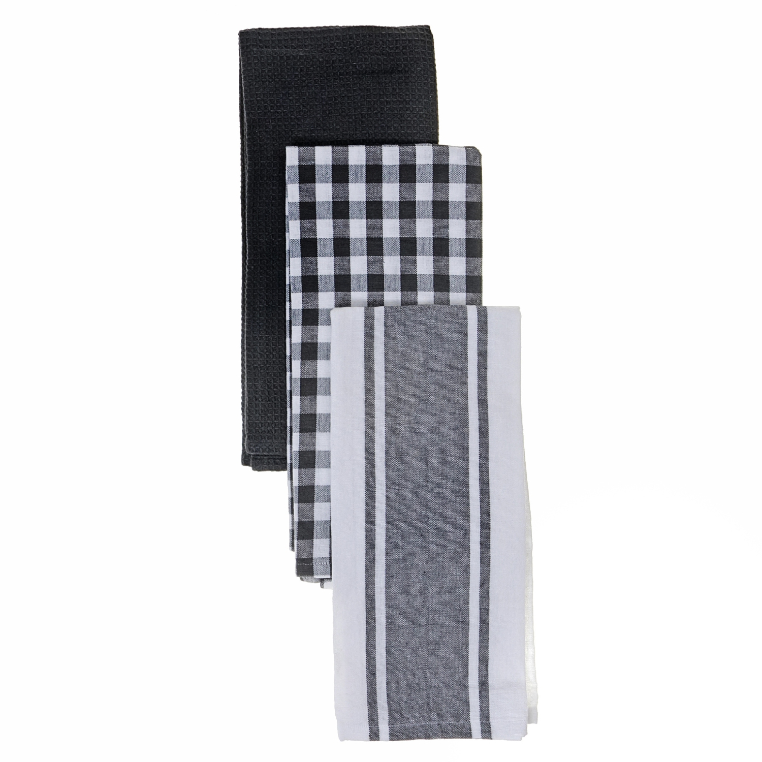Maison Concepts 3 Pack Kitchen Towel Set Grey Plaid