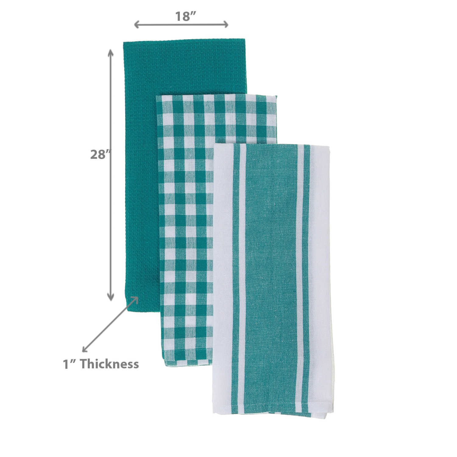 Maison Concepts 3 Pack Kitchen Towel Set Teal Plaid