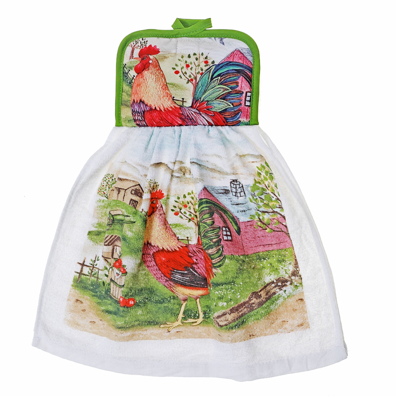 Maison Concepts Tie Hand Towel Roosters - Set of 2