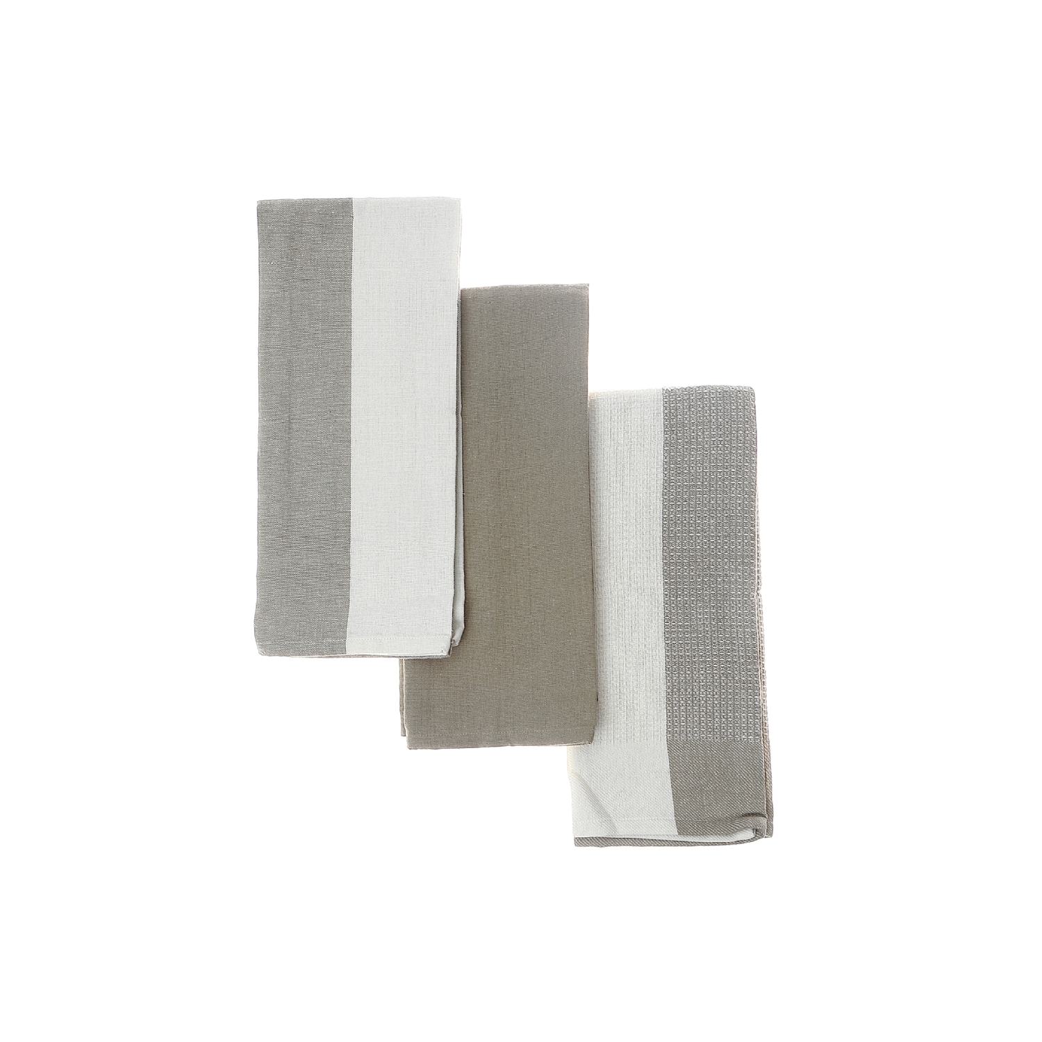 Maison Concepts Kitchen Towel Set Of 3 PCs Block Print Oxford Tan