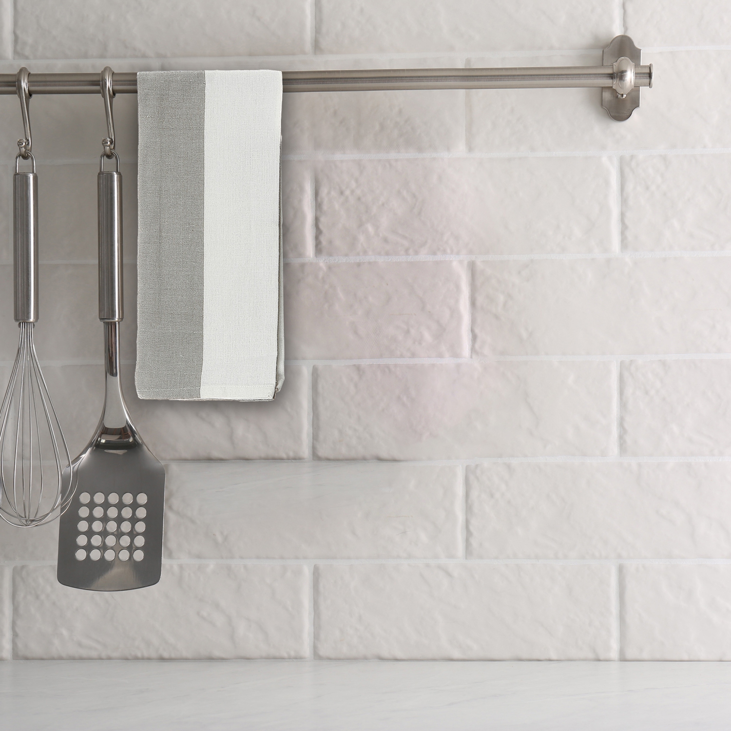 Maison Concepts Kitchen Towel Set Of 3 PCs Block Print Oxford Tan