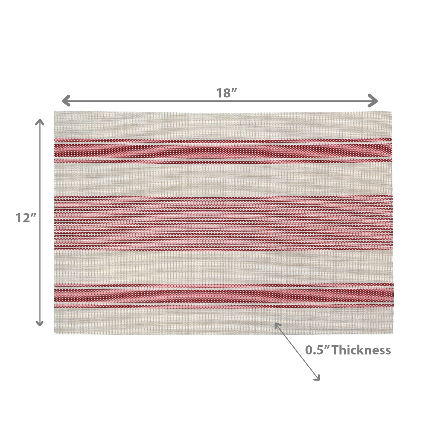 Maison Concepts Vinyl Placemat Bistro Stripe Red 12 X 18 - Set of 12