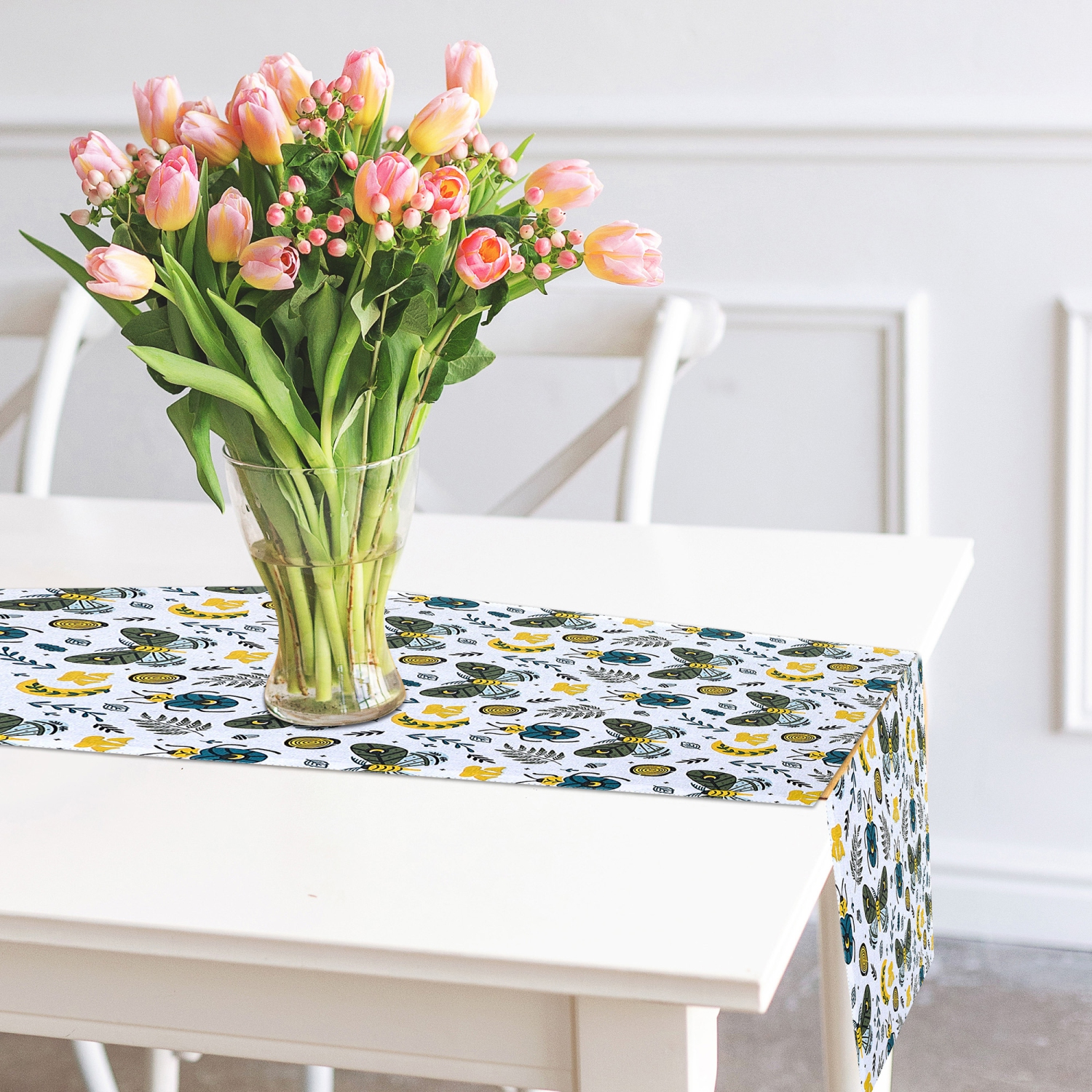 Maison Concepts Cotton Table Runner 54" Butterfly & Beetle