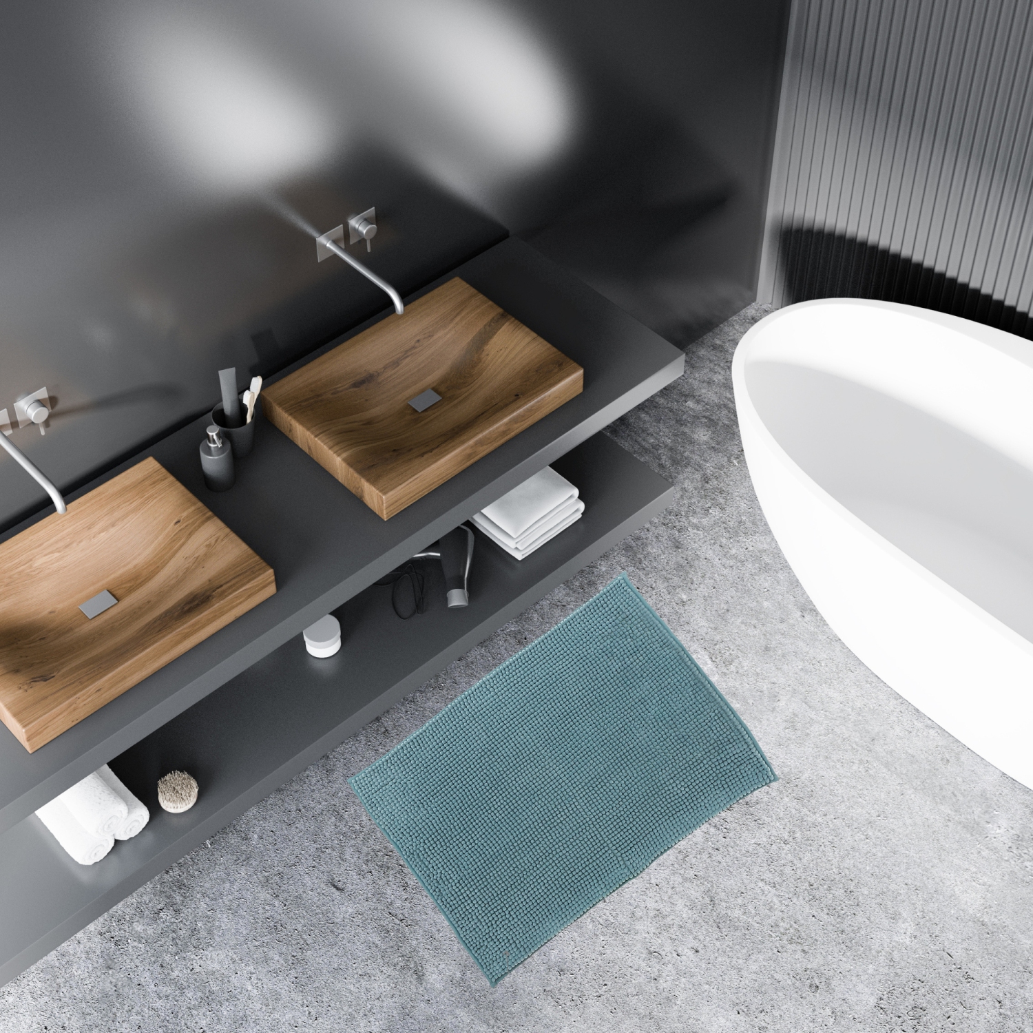 Maison Concepts Solid Color Cheniile Bath Mat 20X28 Turquoise