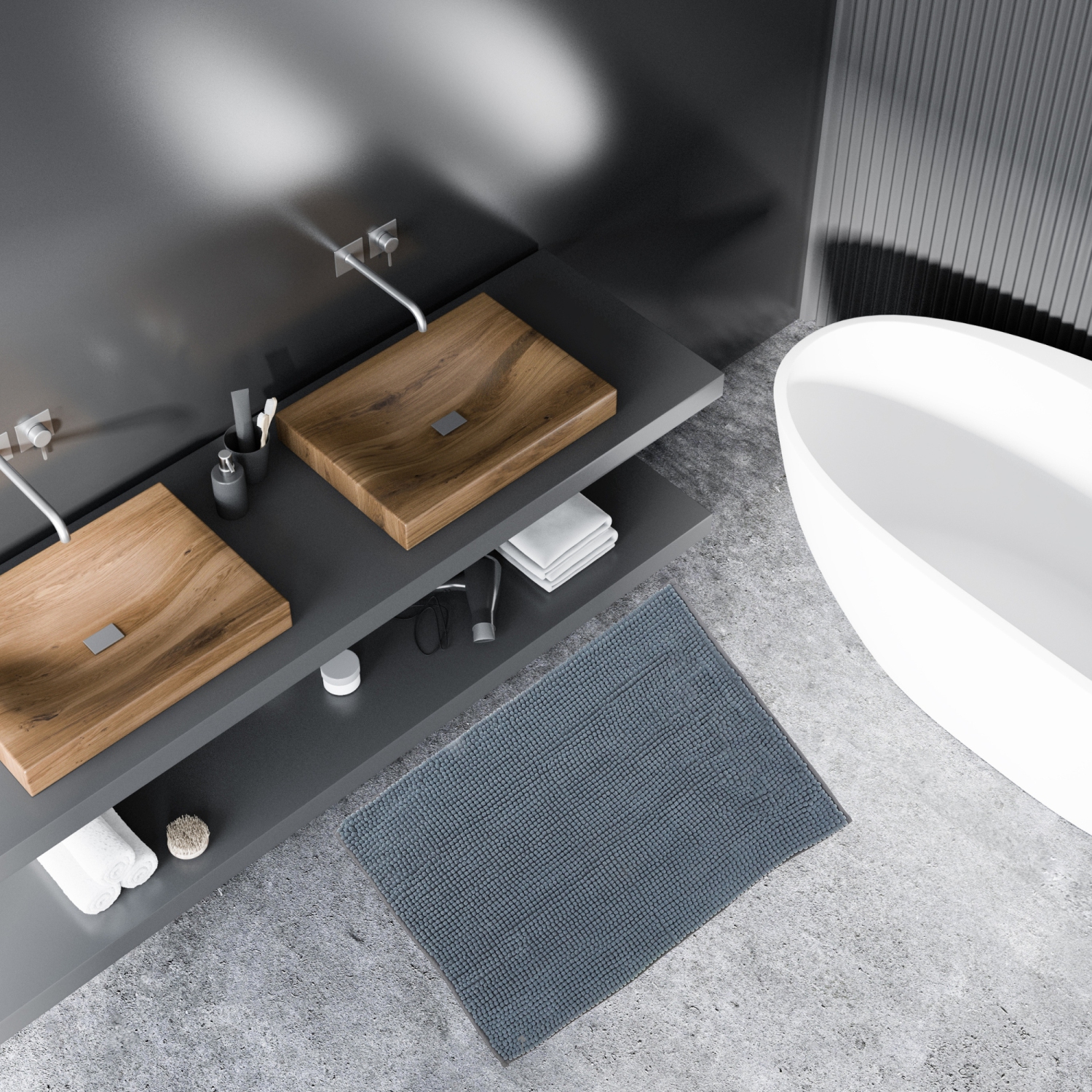 Maison Concepts Solid Color Cheniile Bath Mat 20X28 Gray