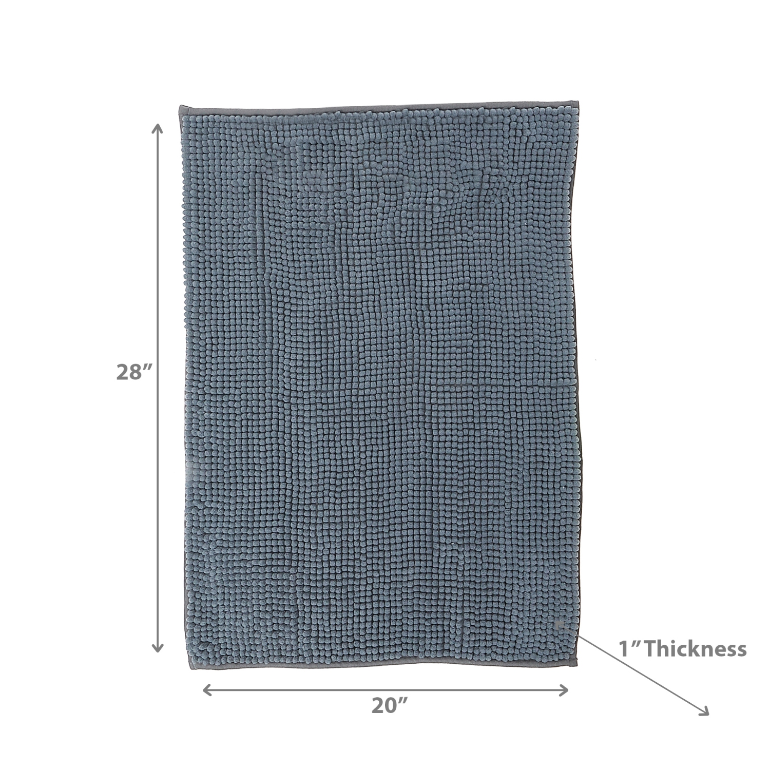 Maison Concepts Solid Color Cheniile Bath Mat 20X28 Gray