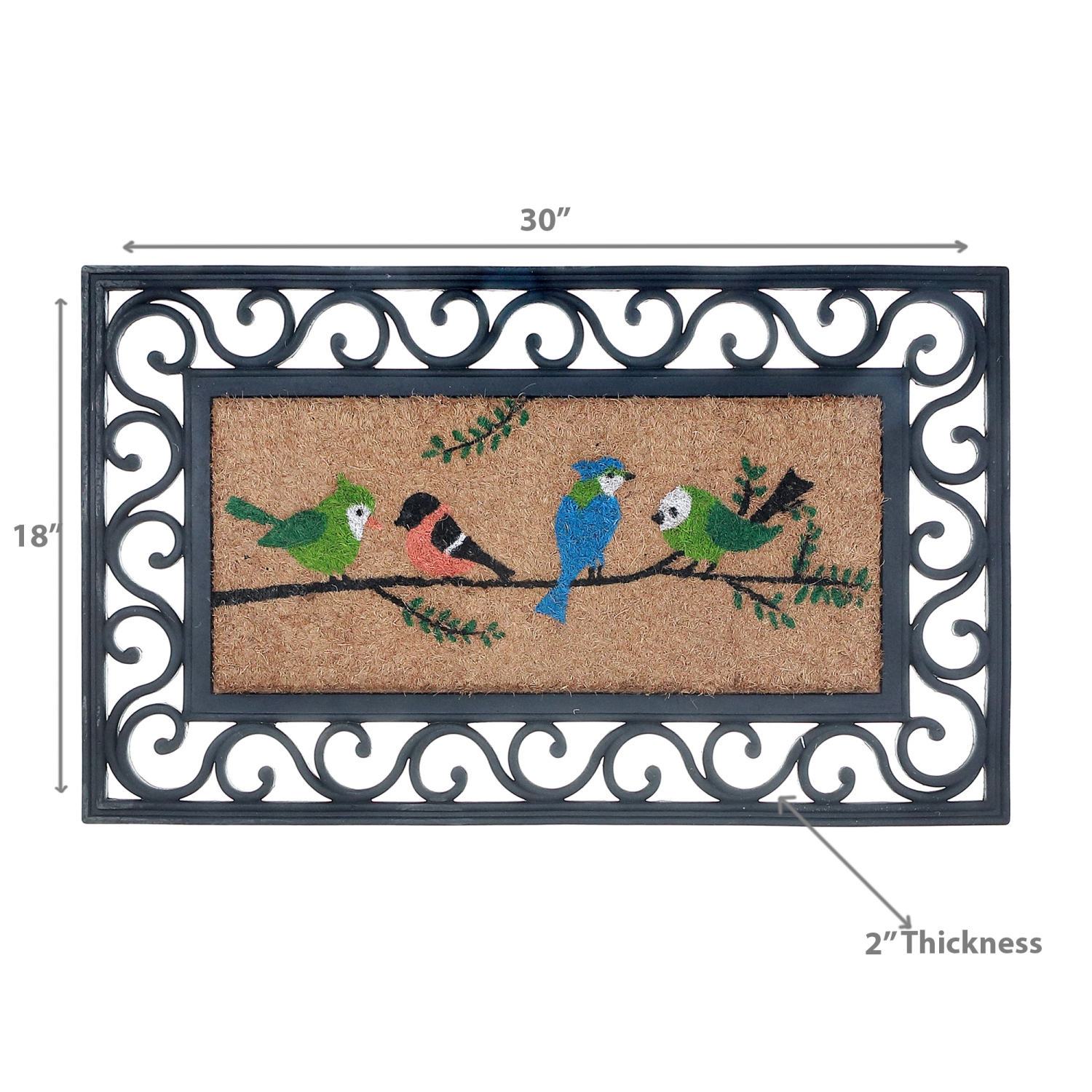 Maison Concepts Rubber & Coir Mat Birds On Branch 18 X 30