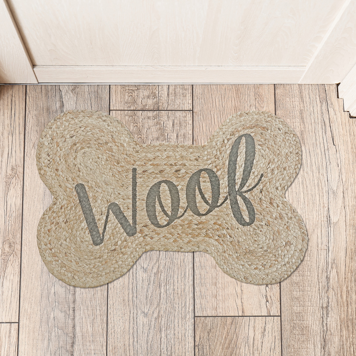 Maison Concepts Braided Jute Bone Shape Pet Mat Woof 15 X 23