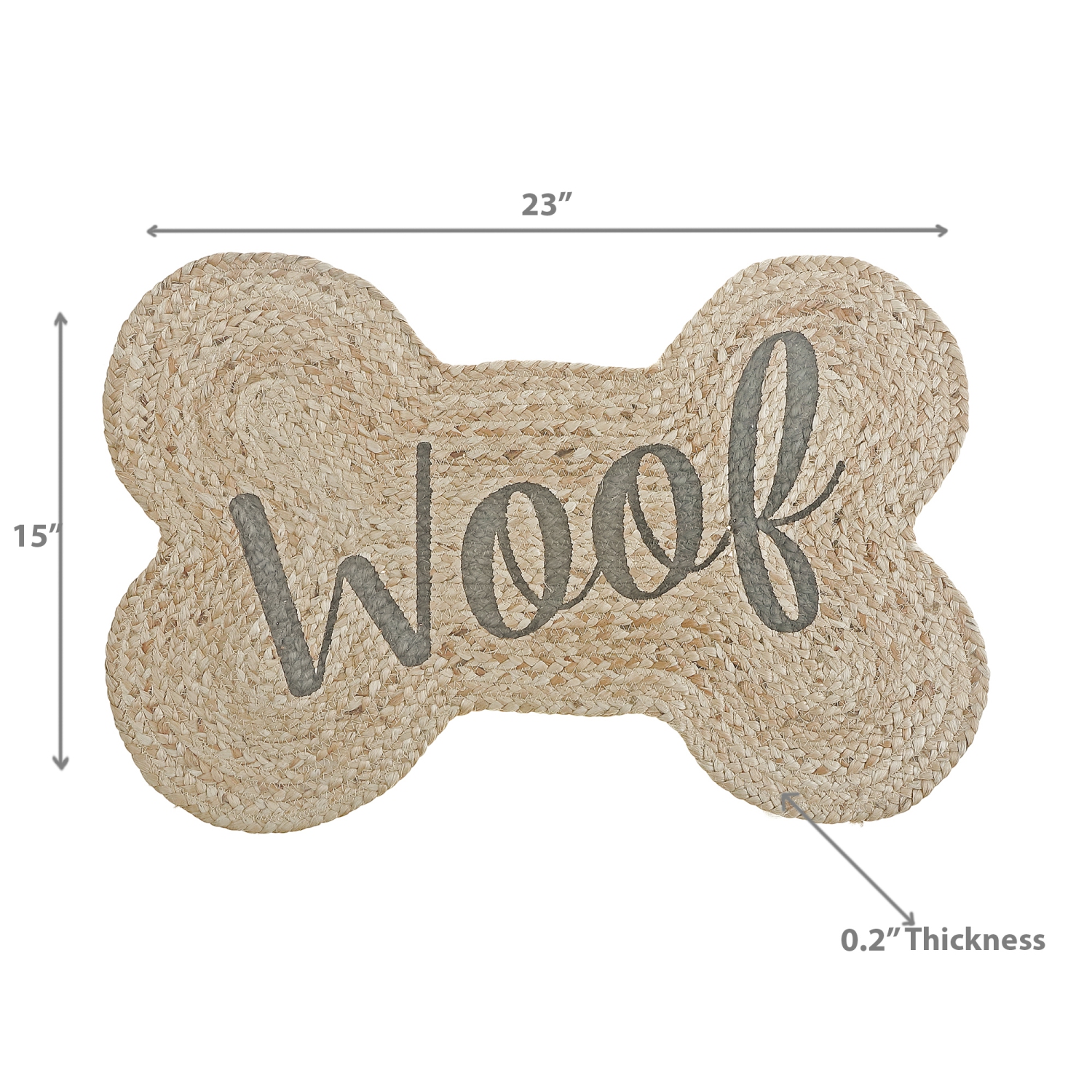 Maison Concepts Braided Jute Bone Shape Pet Mat Woof 15 X 23