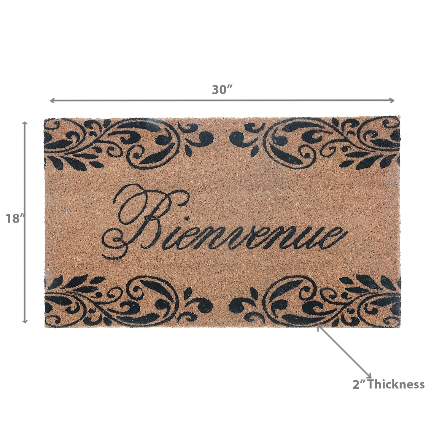 Maison Concepts Coir Door Mat Bienvenue Scroll 18 X 30