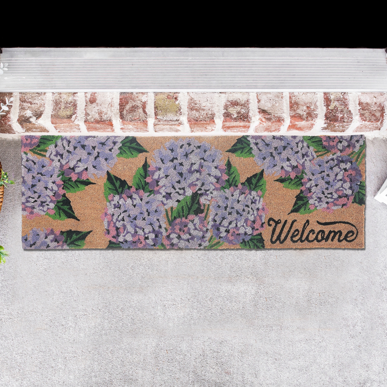 Maison Concepts Coir Door Mat Hyrangea Welcome 10 X 30