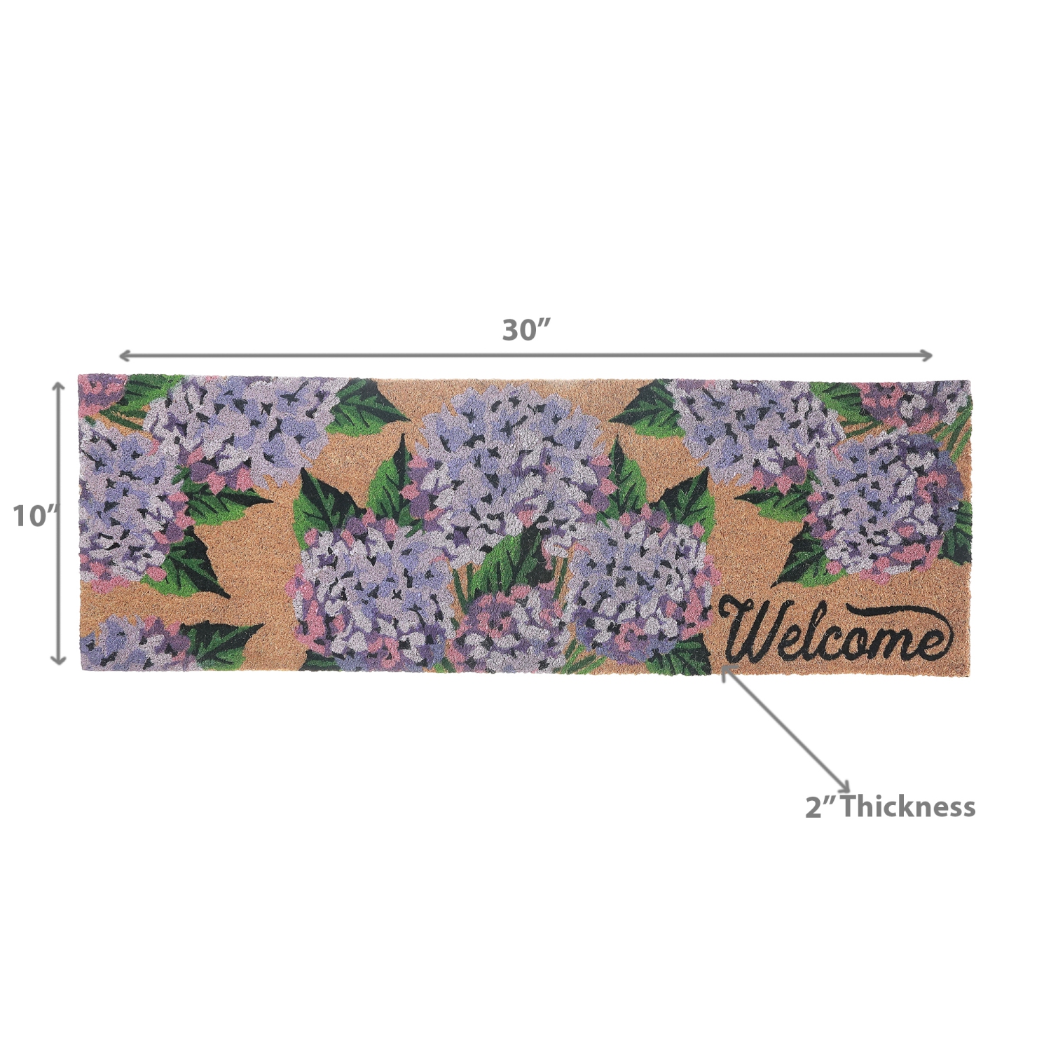 Maison Concepts Coir Door Mat Hyrangea Welcome 10 X 30