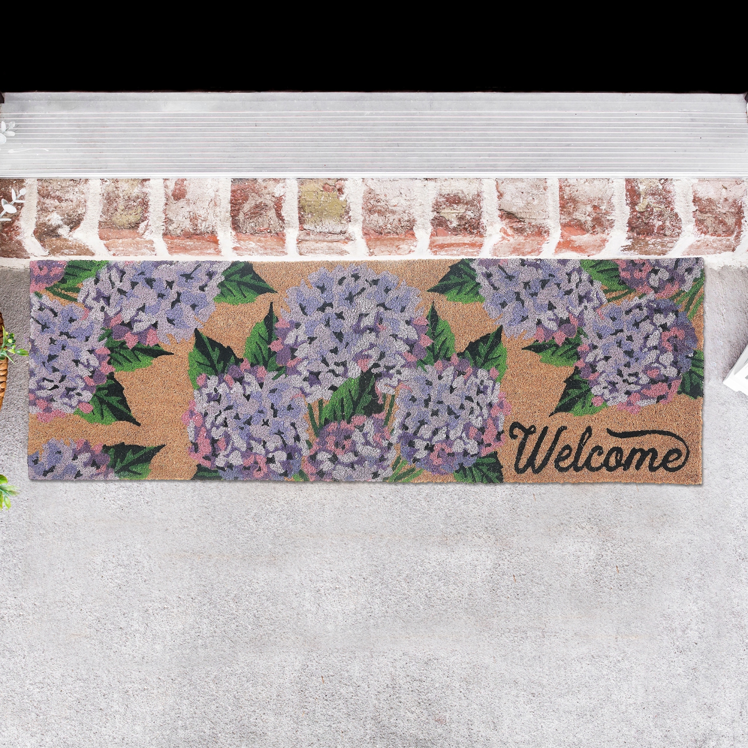 Maison Concepts Coir Door Mat Hyrangea Welcome 16 X 48