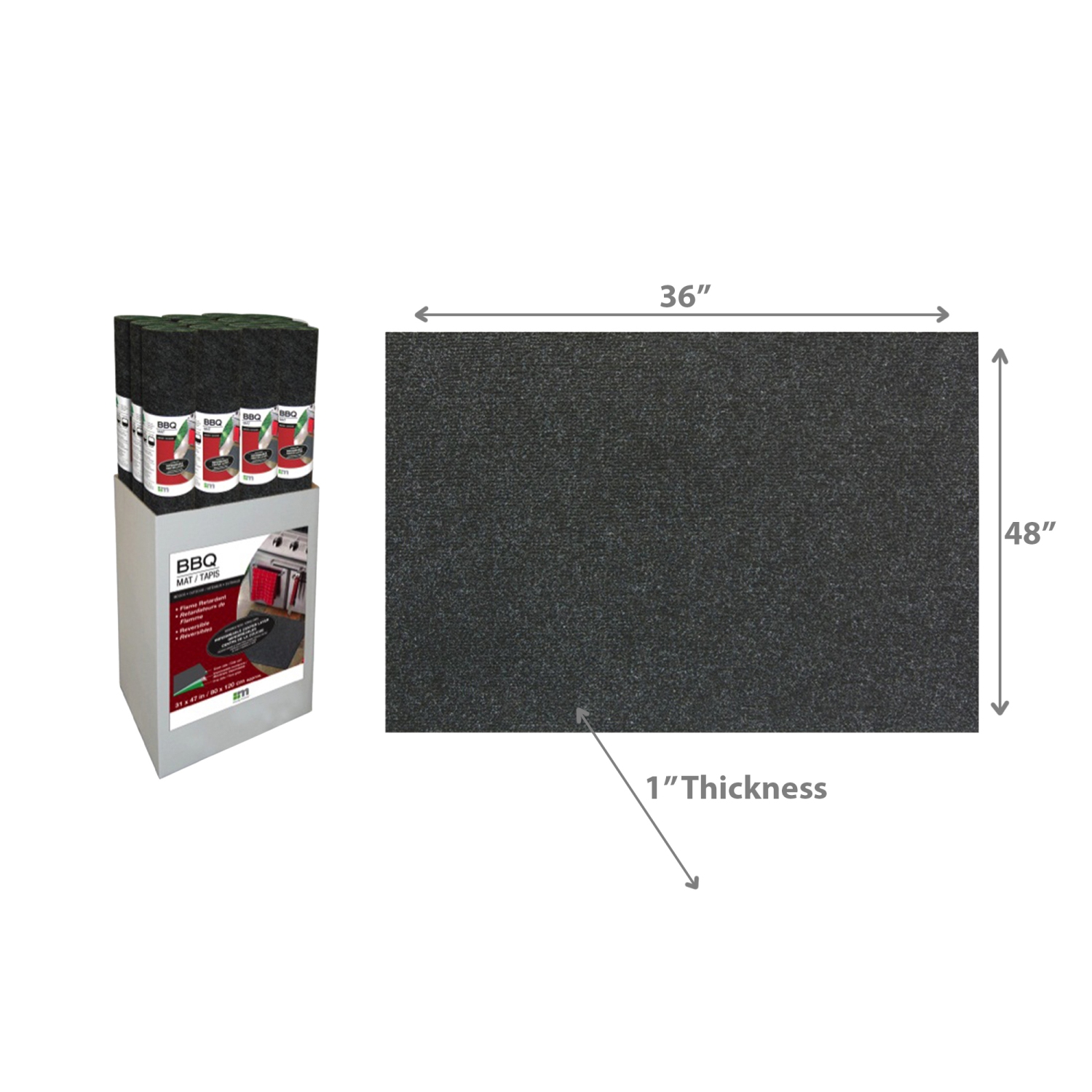 Maison Concepts Bbq Mat Charcoal 48 X 36