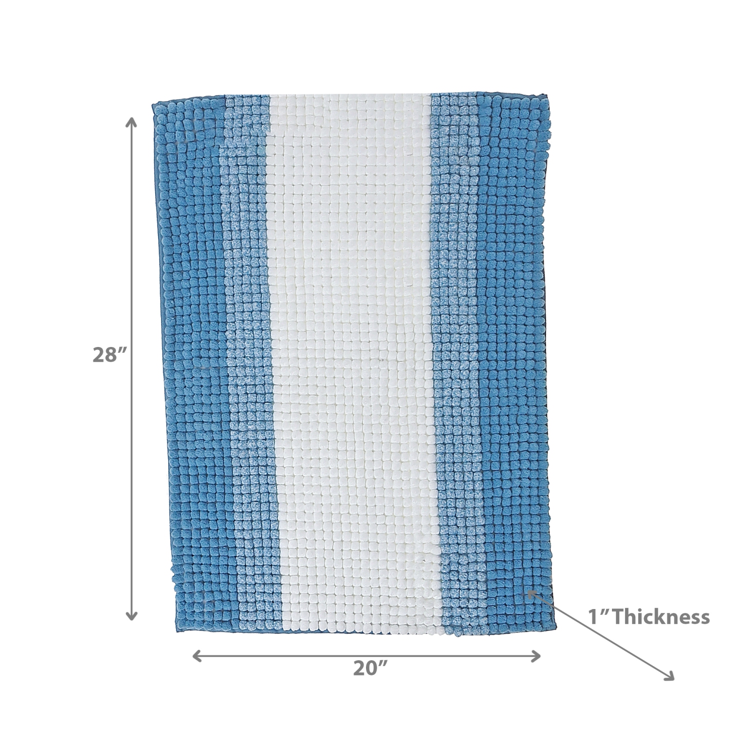 Maison Concepts Stripe Chenille Bath Mat 20X28 Blue