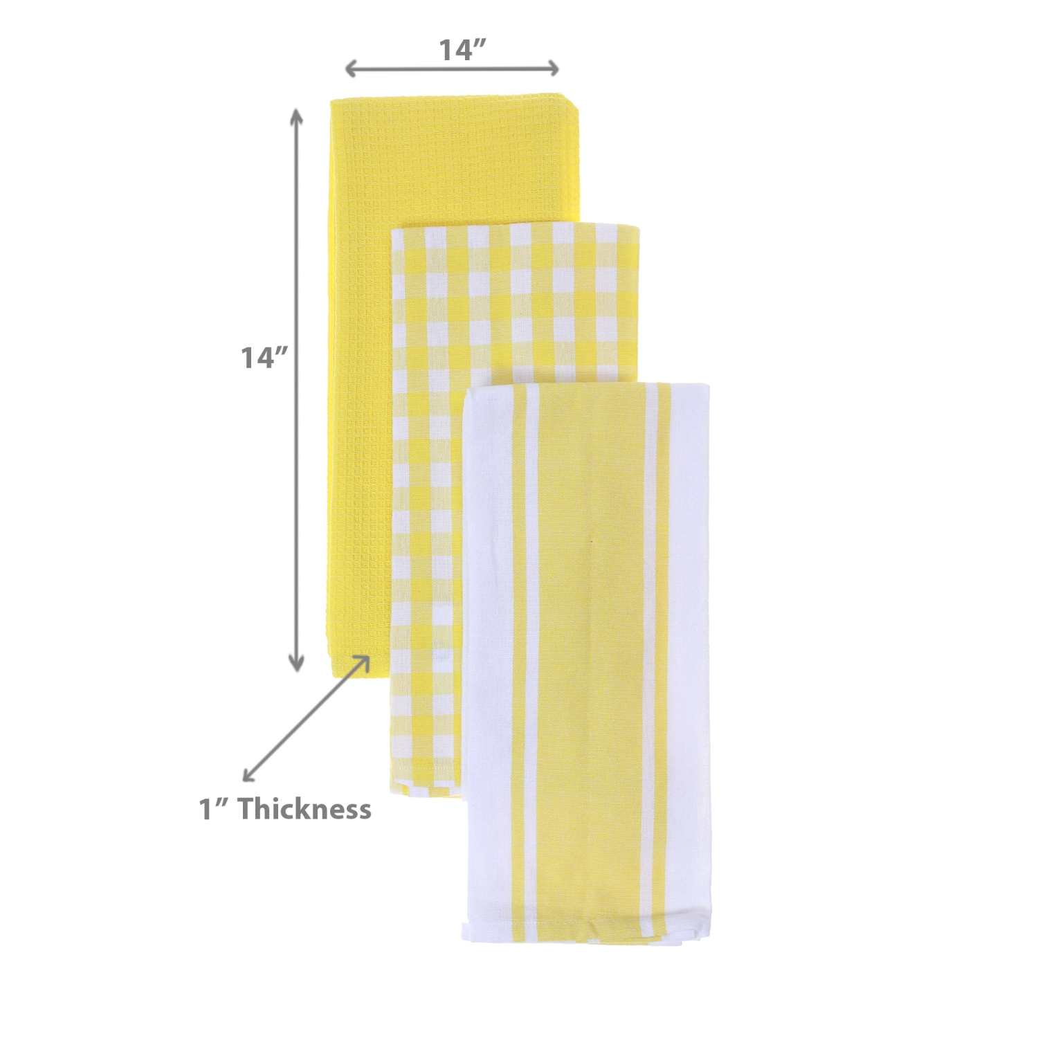 Maison Concepts 3 Pack Dish Cloth Set Yellow Plaid