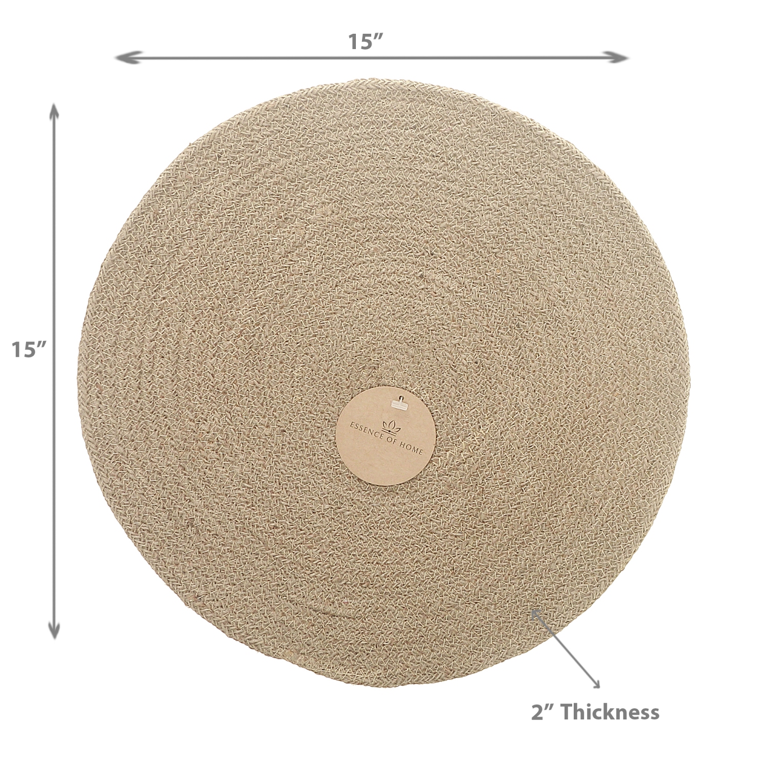 Maison Concepts Jute Braided Round Plain Placemat 15 X 15 - Set of 12