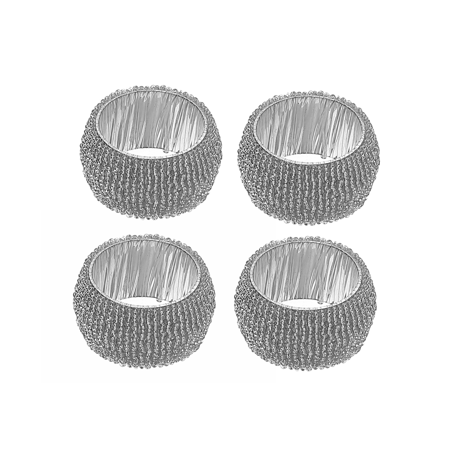 Ensemble de 4PC serviettes de table à billes avec boîte de bricolage de Maison concepts - Argenté