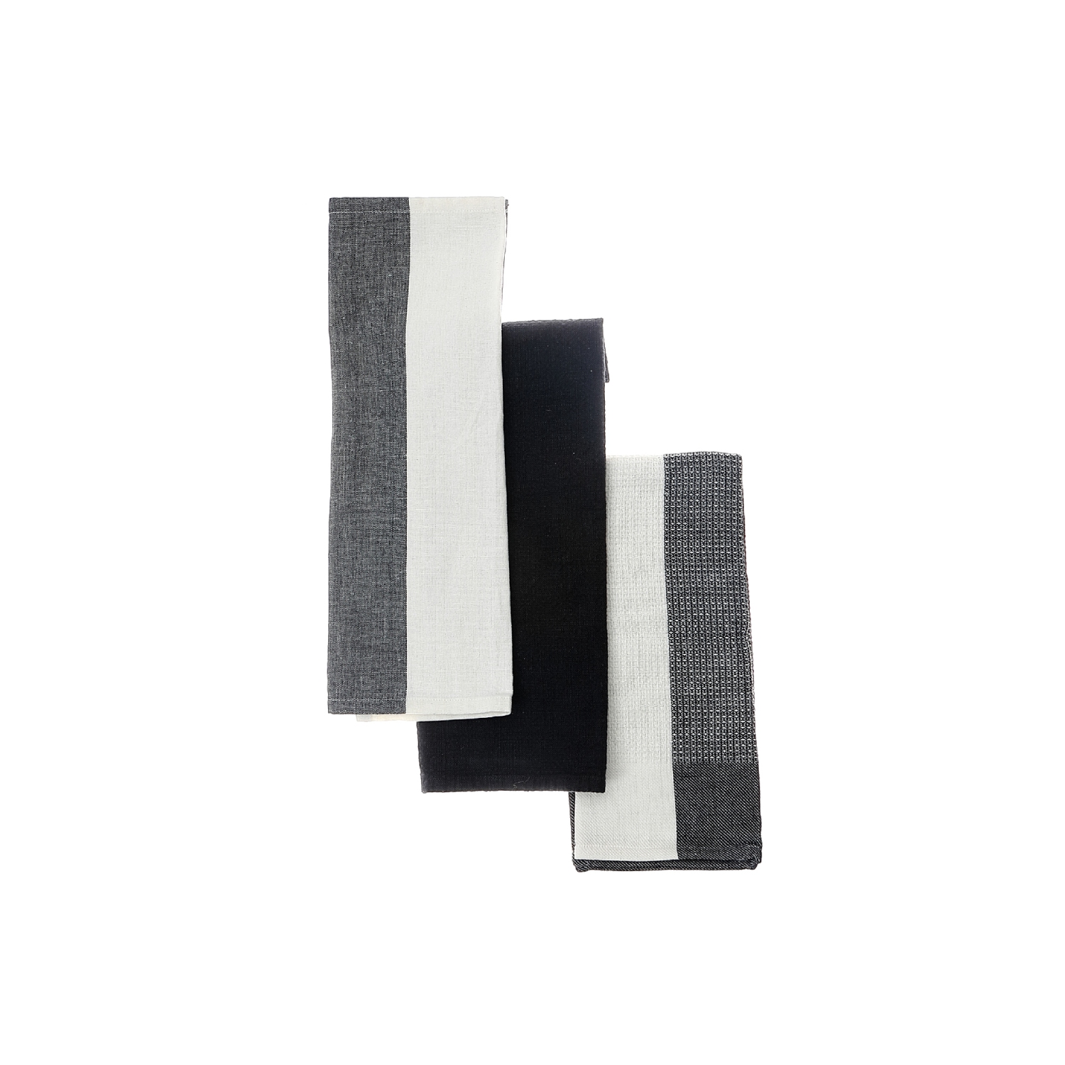 Maison Concepts Kitchen Towel Set Of 3 PCs Block Print Black