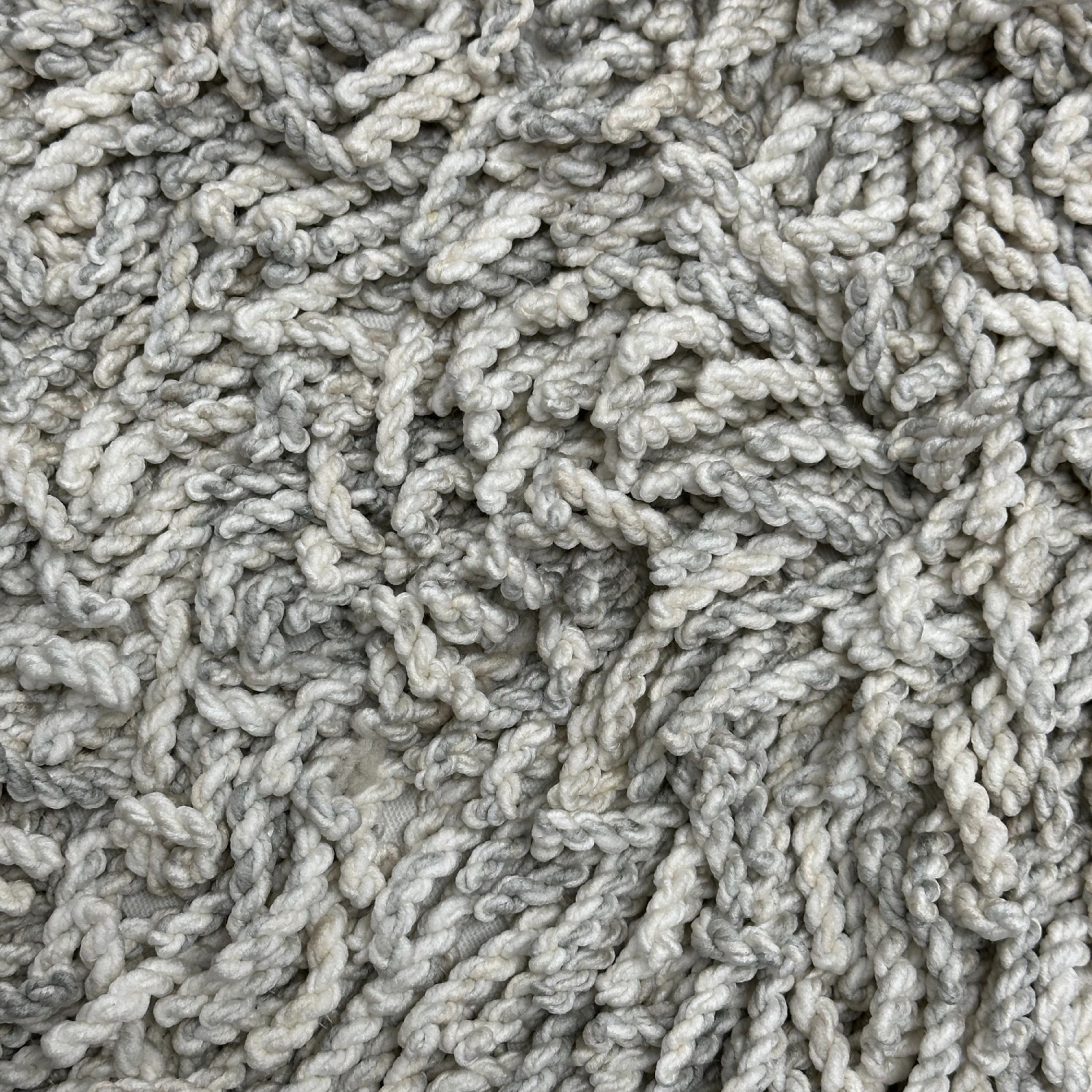 Maison Concepts Long Sag Handwoven Pouf Wooden Stand Light Grey