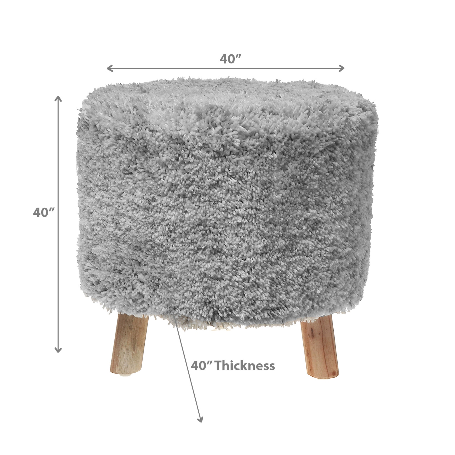 Pouf en bois tissé à la main de Maison concepts - Gris pâle