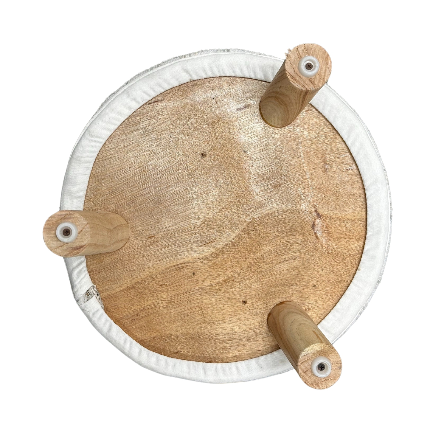 Pouf plat tissé à la main en bois de Maison concepts - Crème et gris