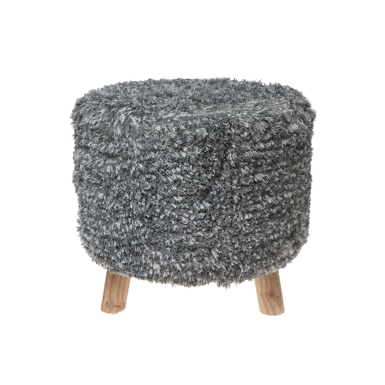 Maison Concepts Handwoven Pouf Wooden Stand Grey