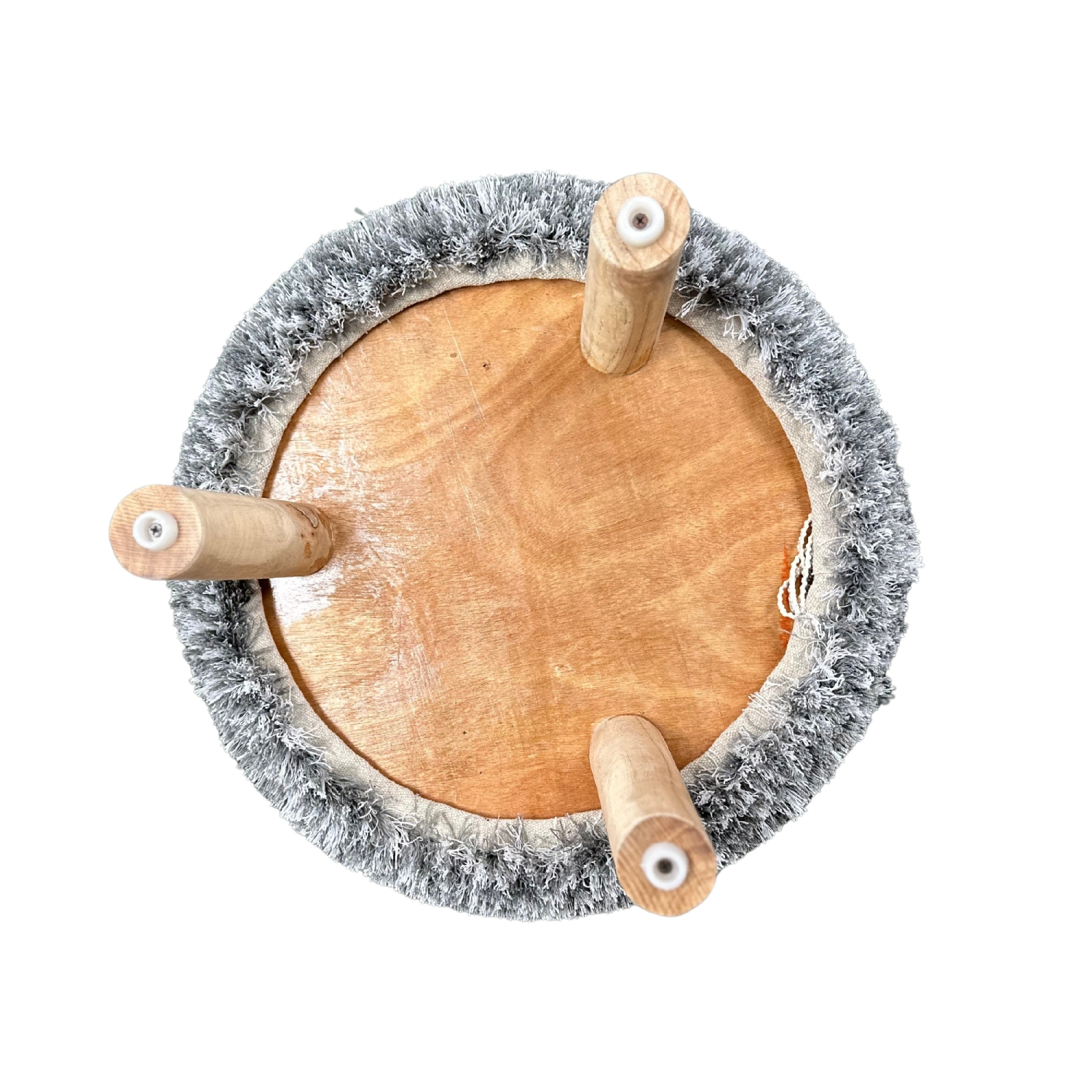 Maison Concepts Handwoven Pouf Wooden Stand Grey