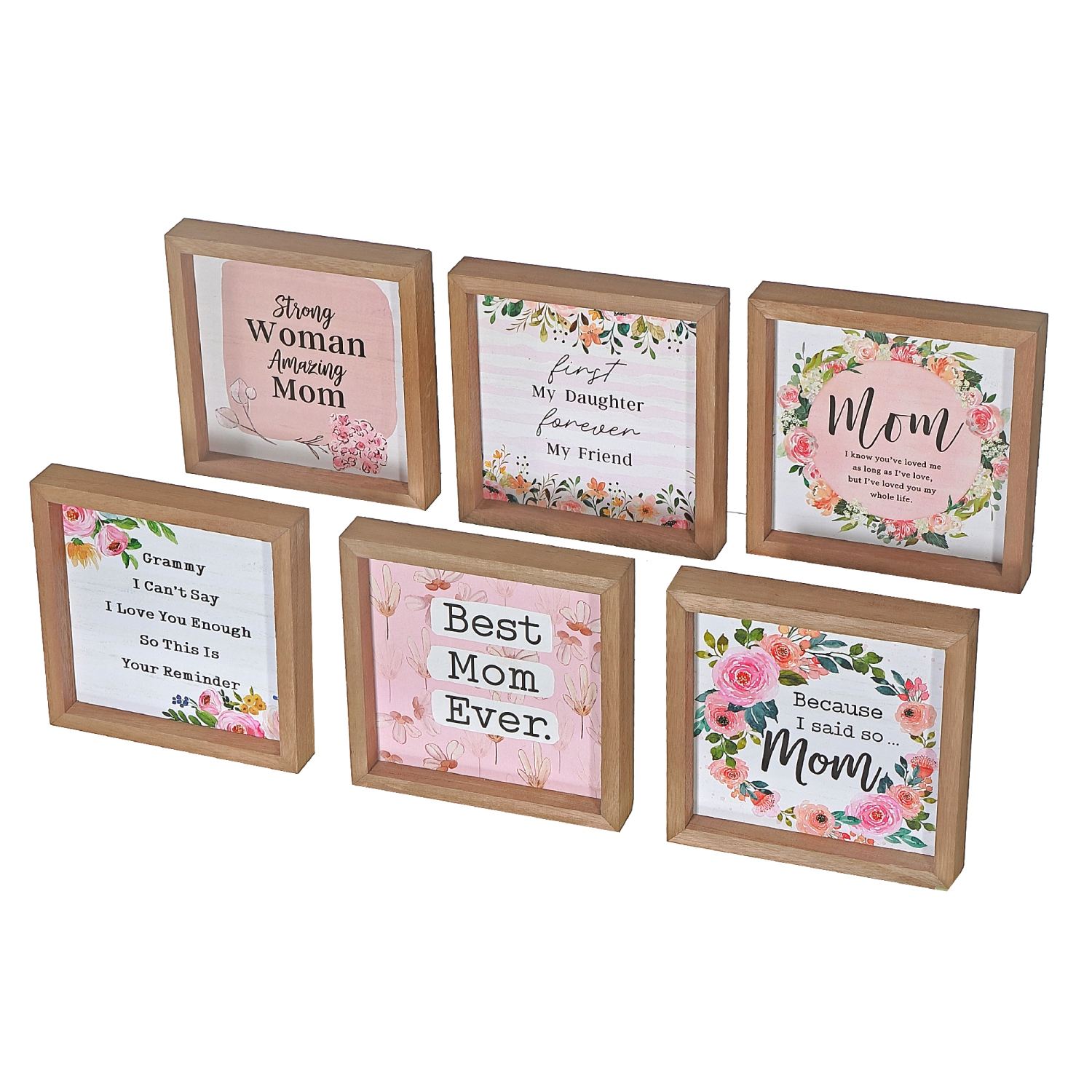 Maison Concepts Framed Square Wood Block Mom Grandma Daughter - Set of 6