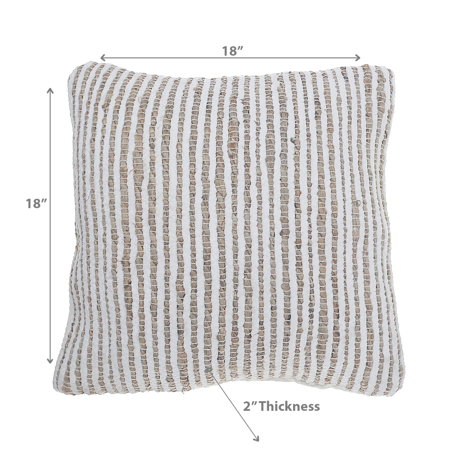 Maison Concepts White Natural Micro Chenille & Jute Cushion 18 X 18 - Set of 2