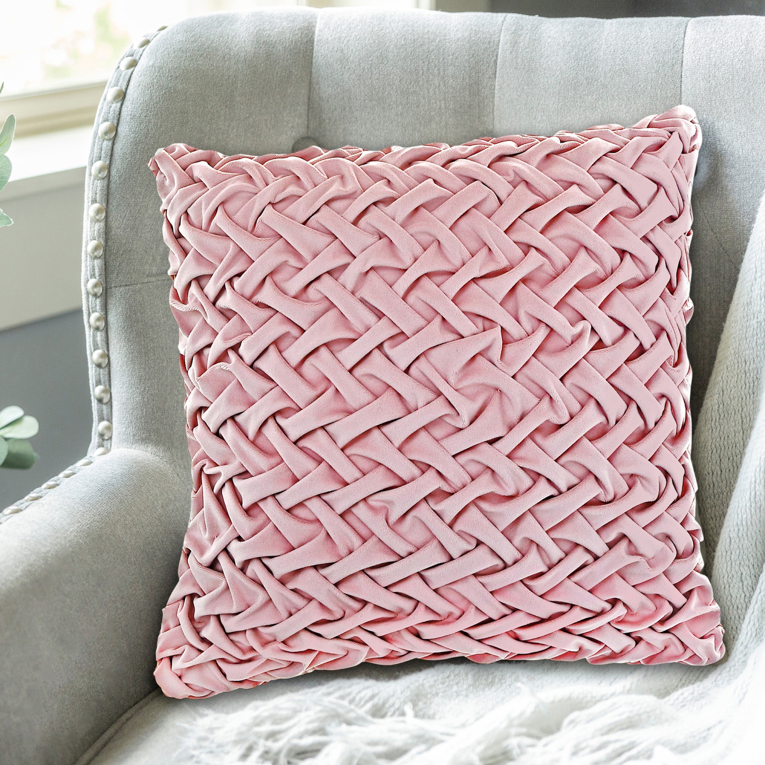 Maison Concepts Monica Briaded Cushion Pale Pink 18 X 18 - Set of 2