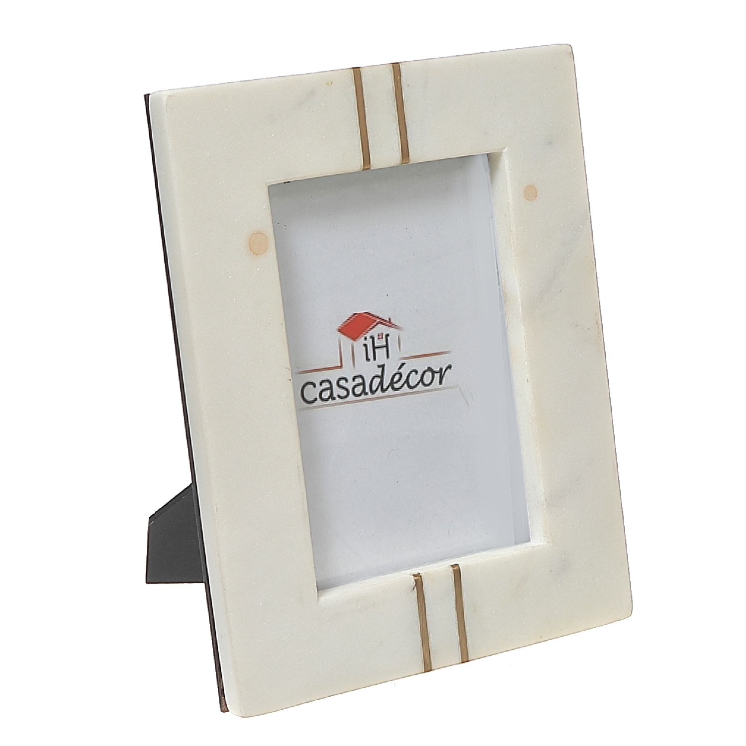 Cadre photo incrusté en laiton marbré blanc de Maison concepts, 6 x 4 po