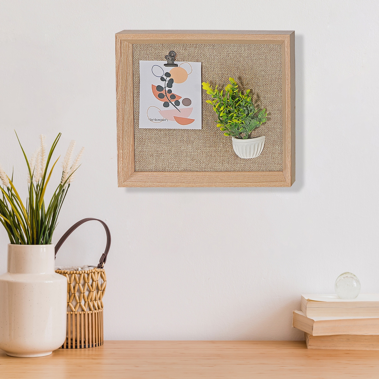 Cadre collage en MDF avec pince et fausse plantes 4X4 de Maison concepts