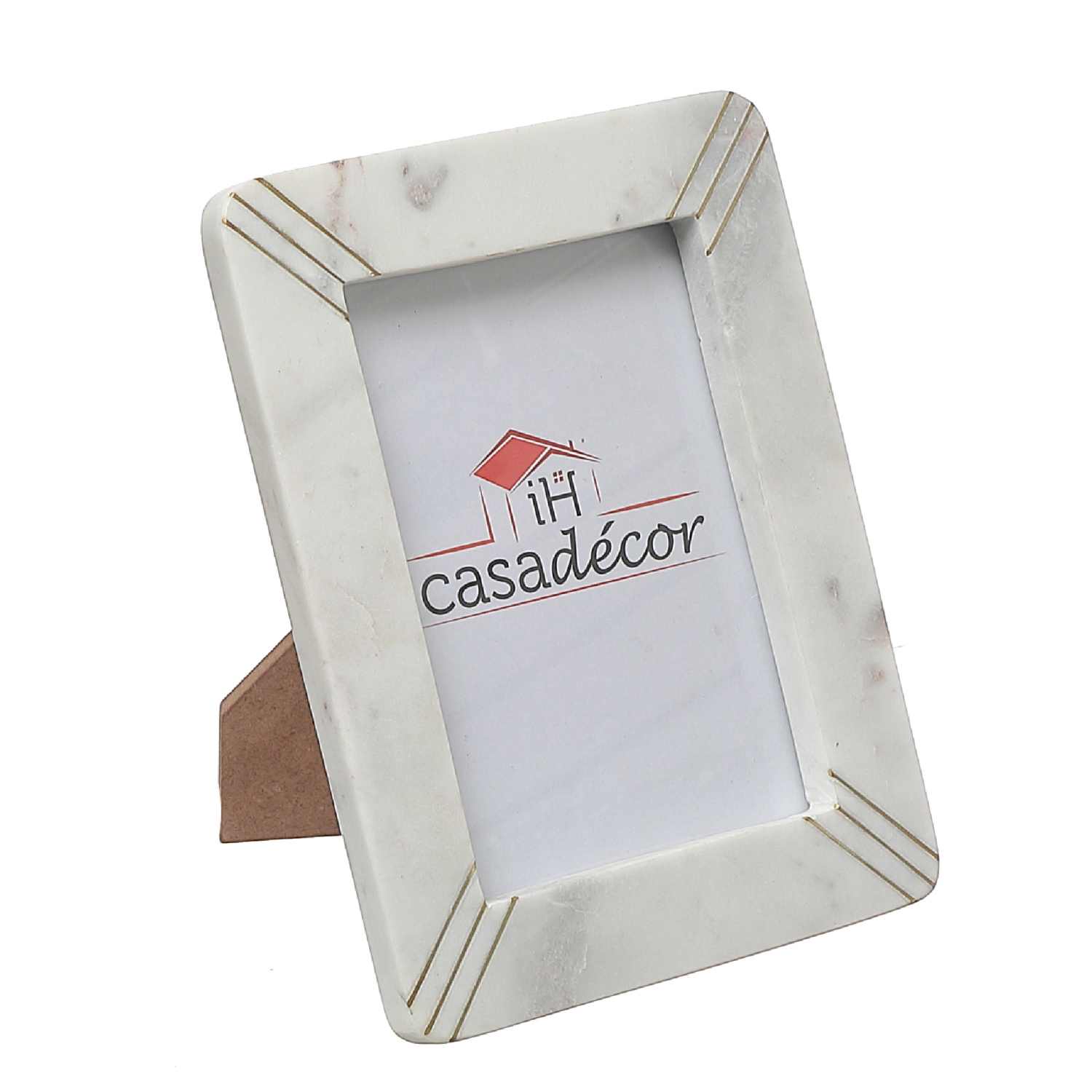 Maison concepts – cadre photo 5 x 7 blanc marbré avec incrustation en laiton