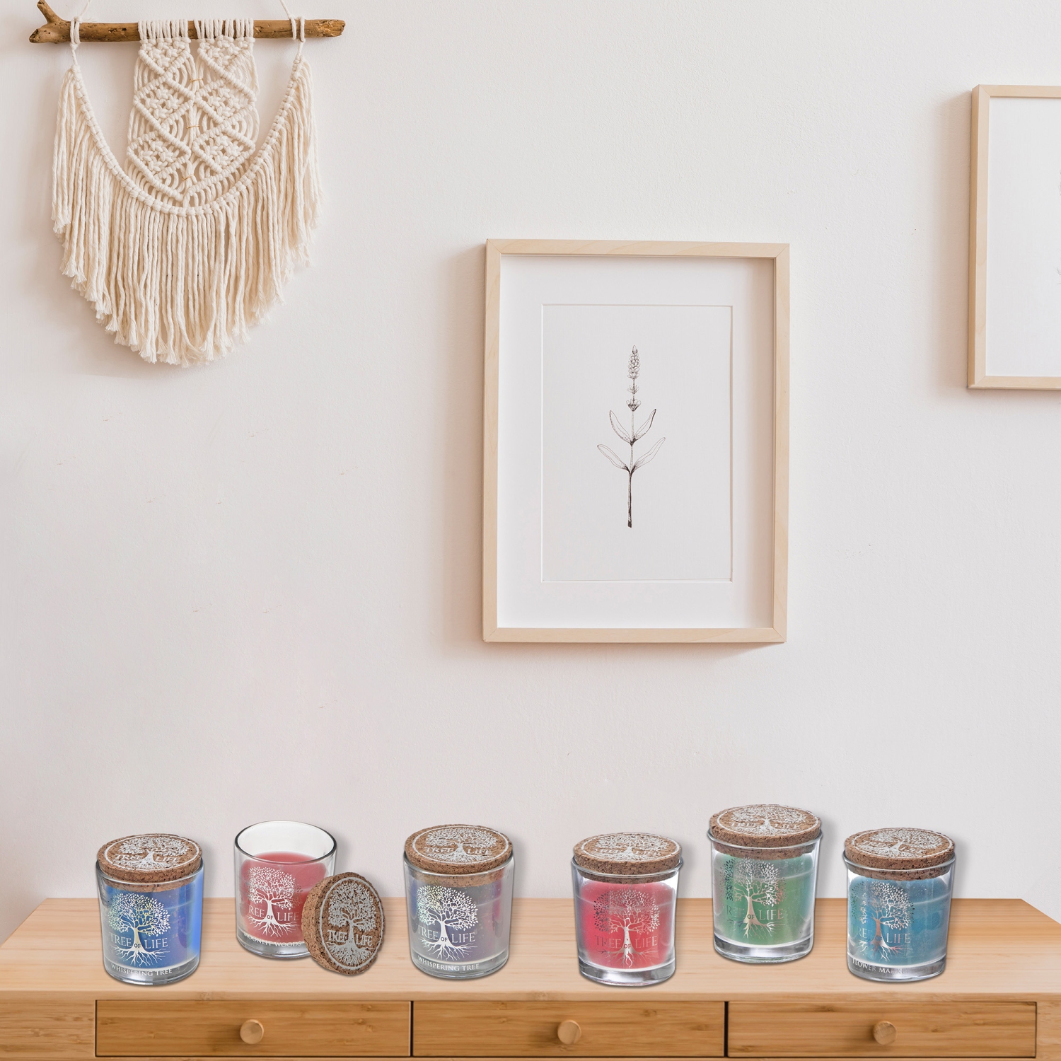 Maison Concepts Tree Of Life Scented Candle In Glass Votive With Cork Lid - Set of 6